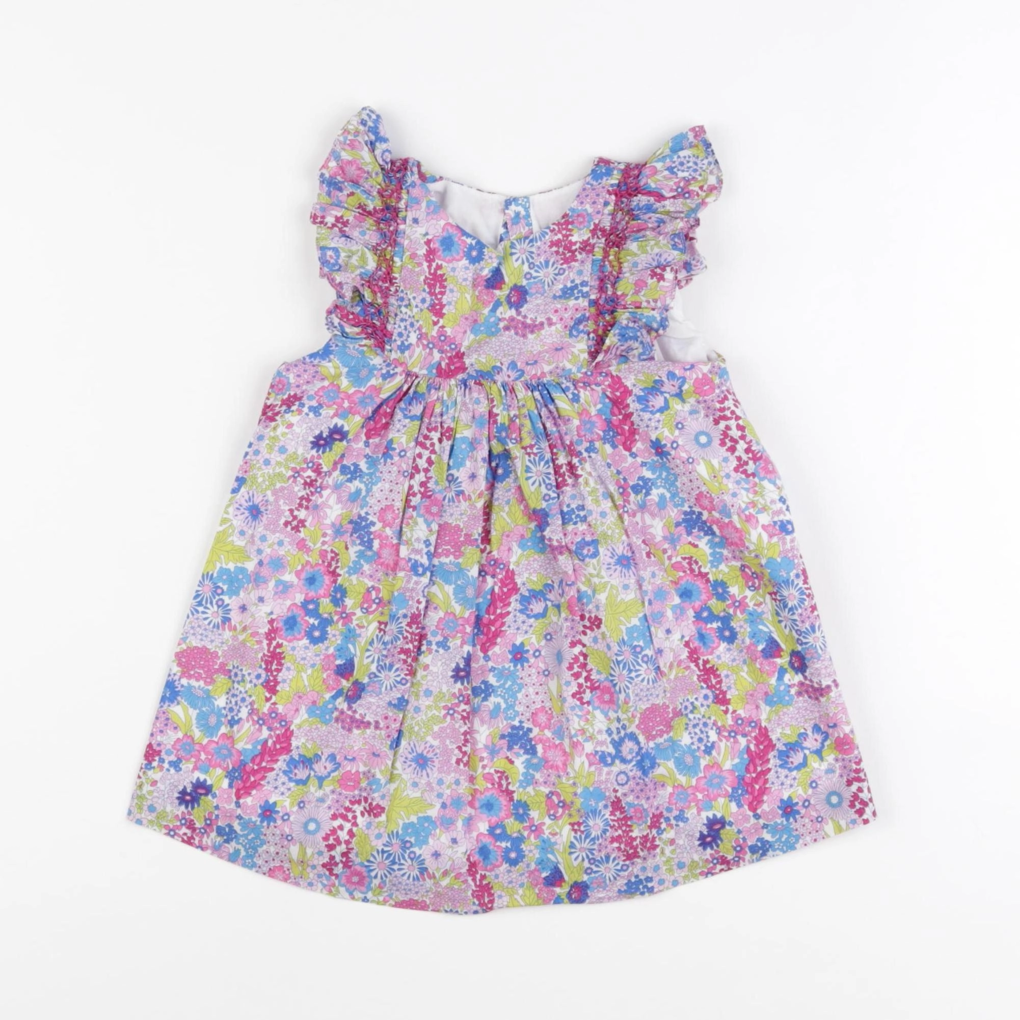 Jacadi - robe liberty bleu, rose - 12 mois