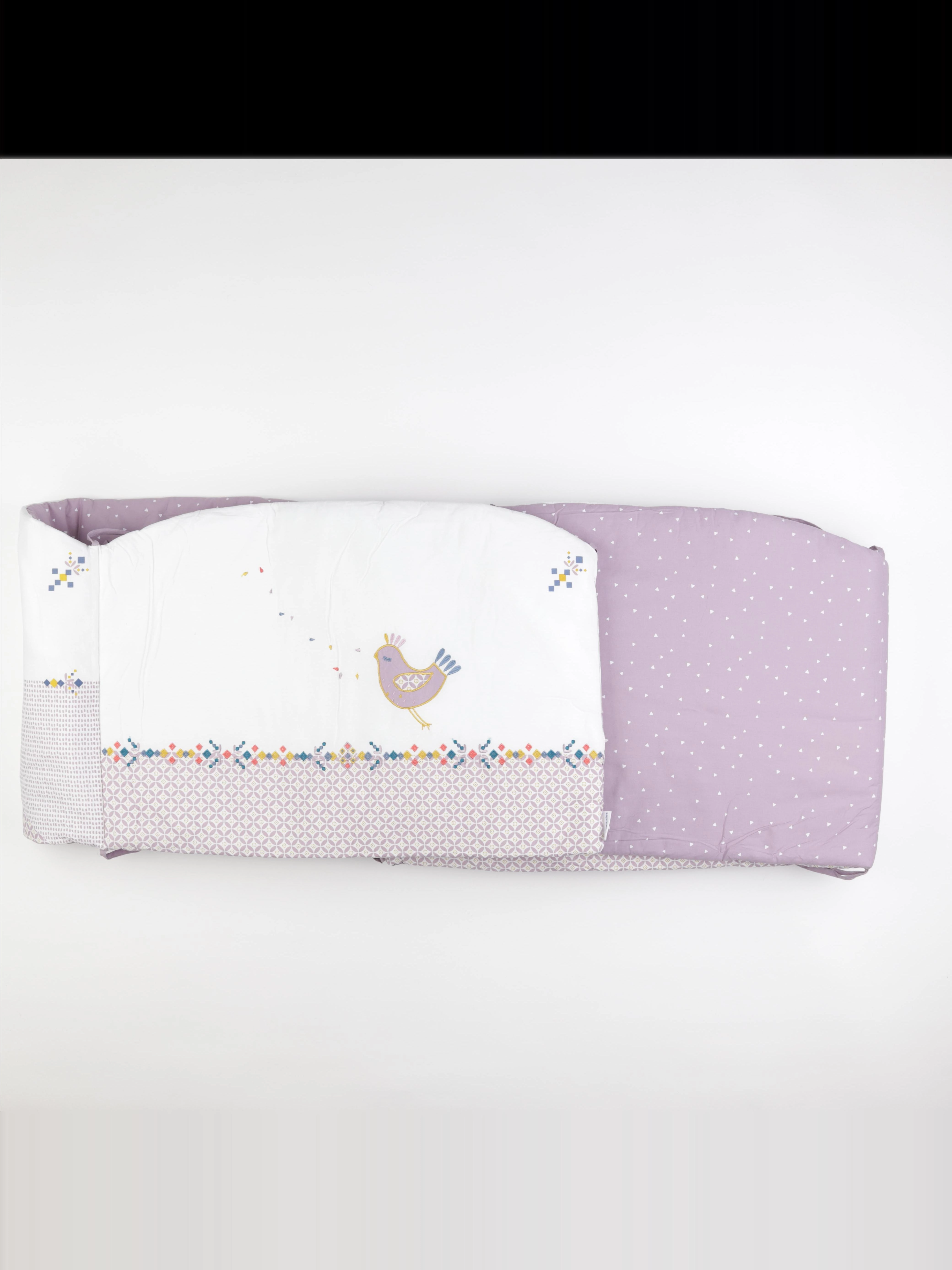 Vertbaudet - tour de lit violet, blanc - 40x280cm