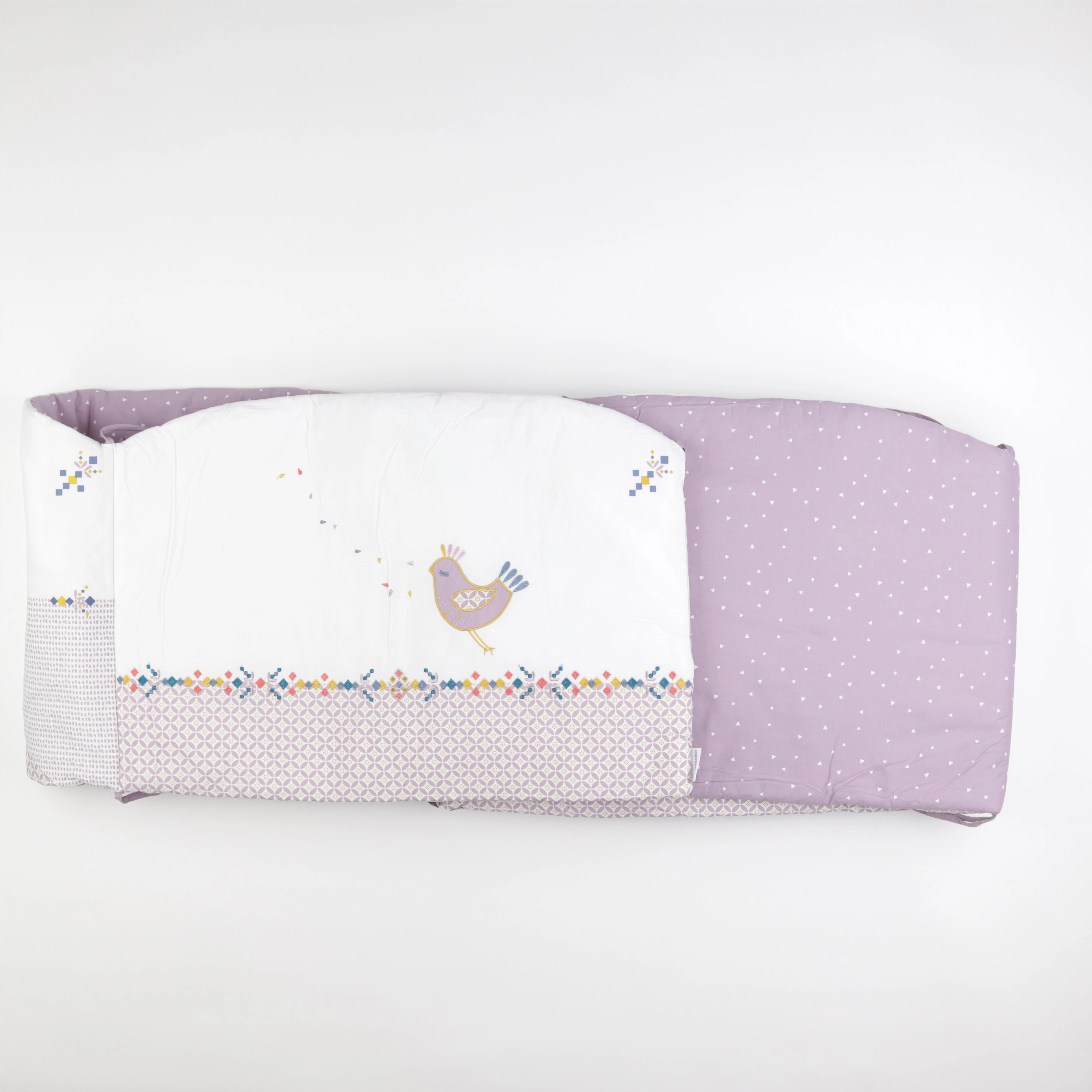 Vertbaudet - tour de lit violet, blanc - 40x280cm