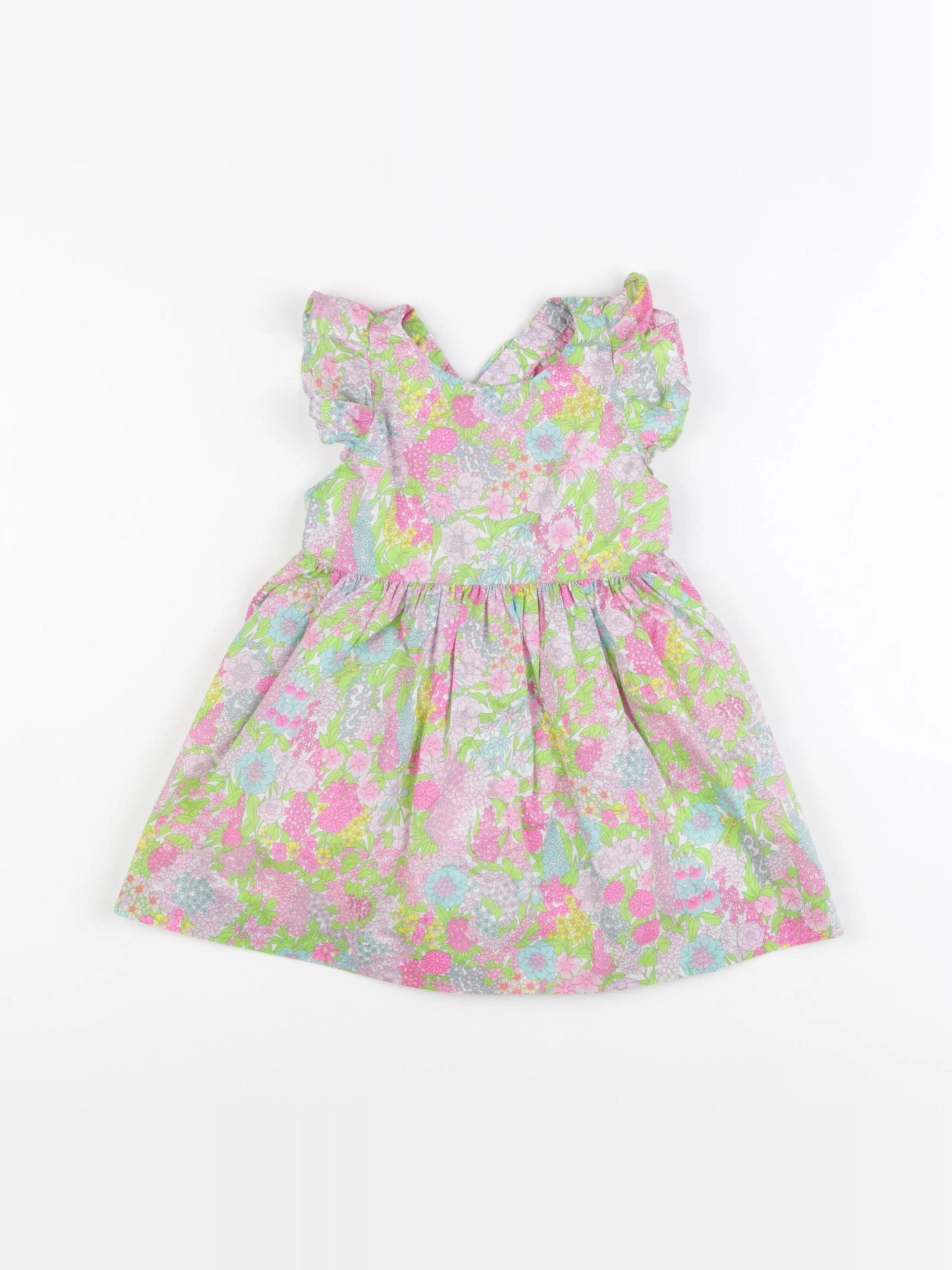 Jacadi - robe liberty jaune, vert - 12 mois