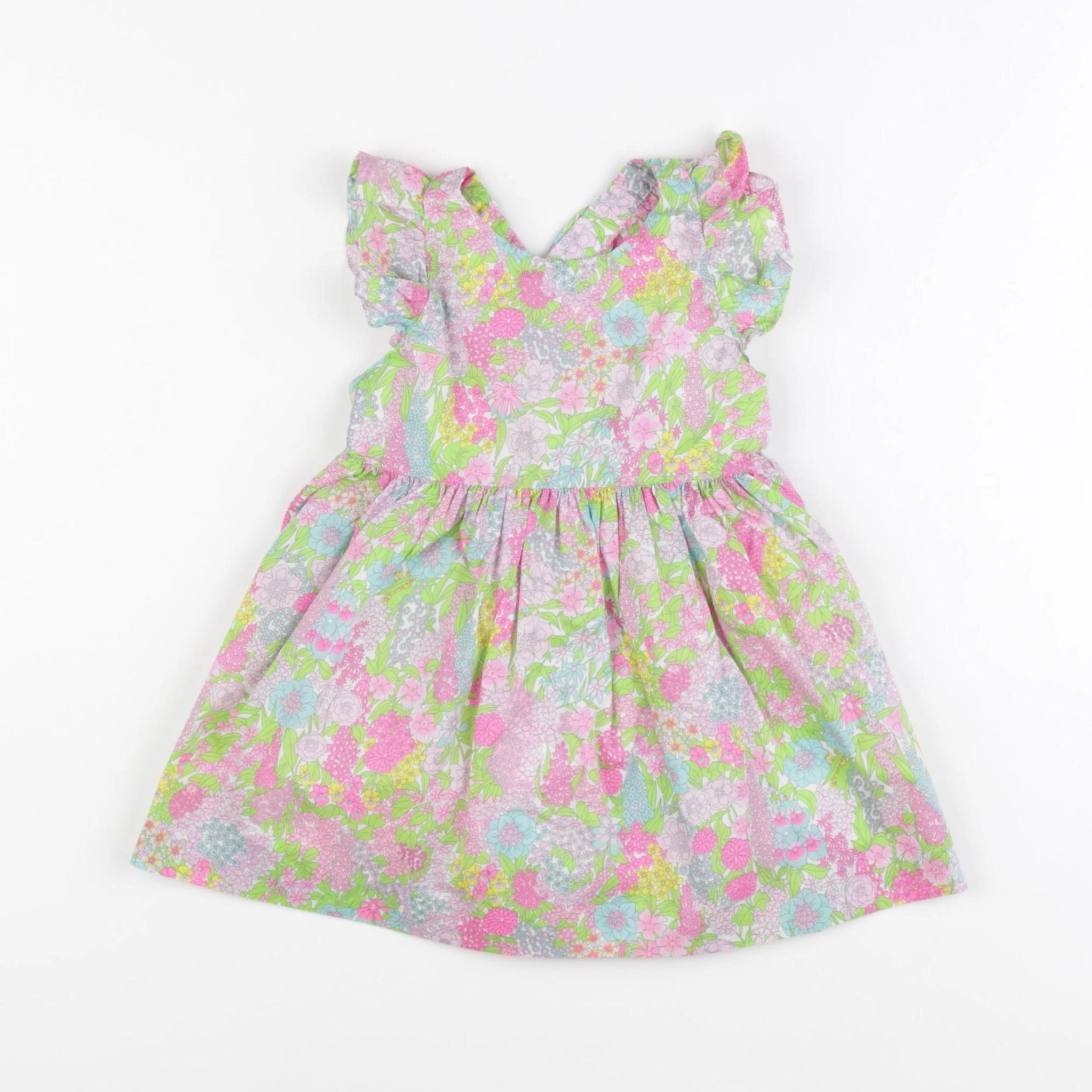Jacadi - robe liberty jaune, vert - 12 mois