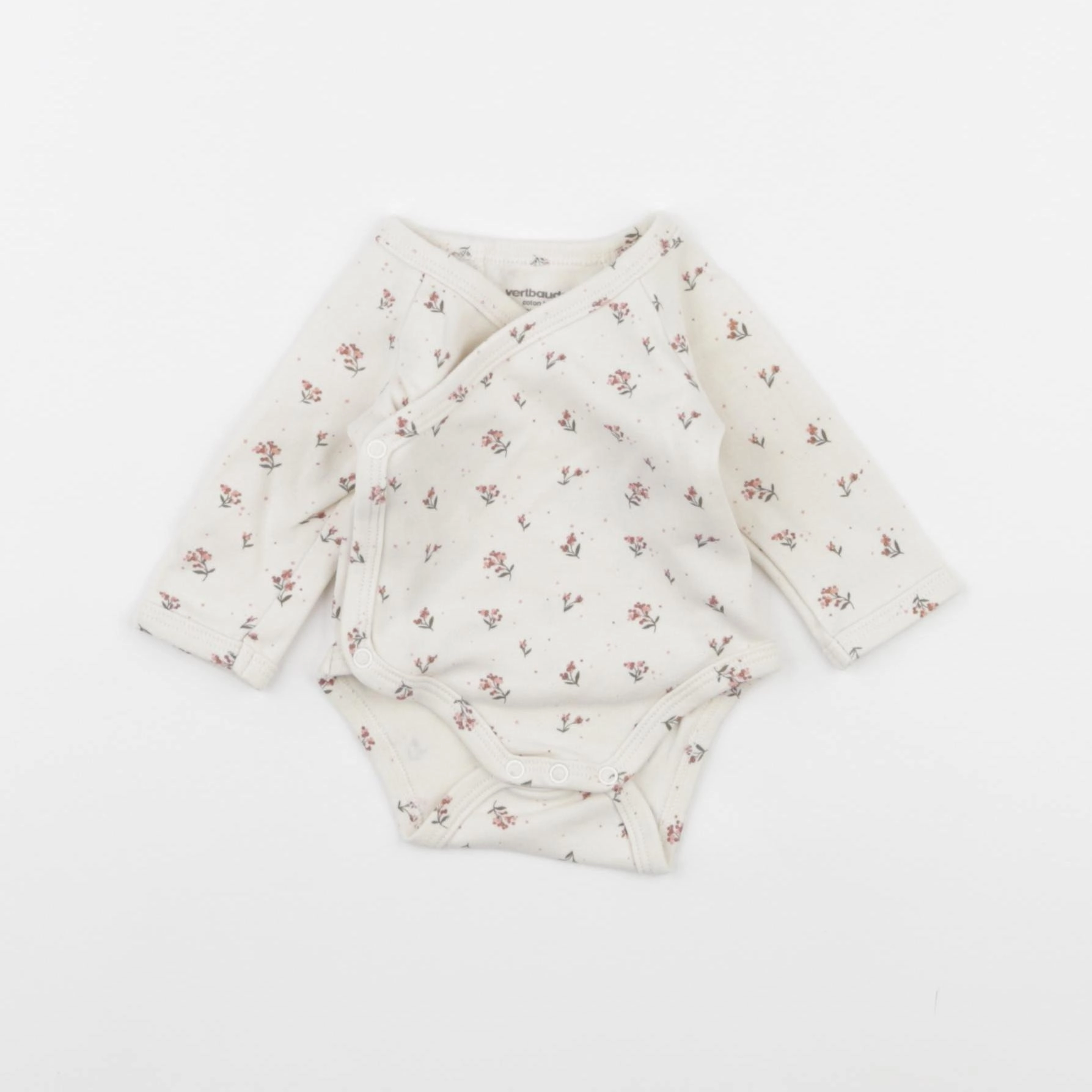 Vertbaudet - body blanc, rose - 1 mois