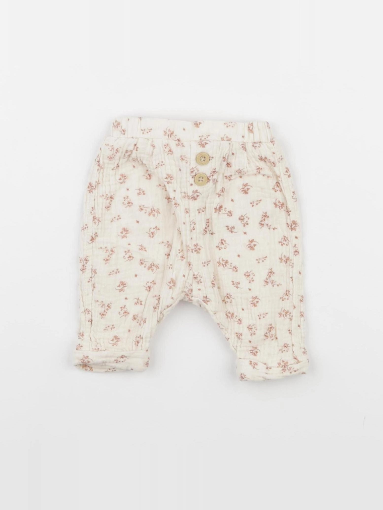 Vertbaudet - pantalon blanc, rose - 1 mois