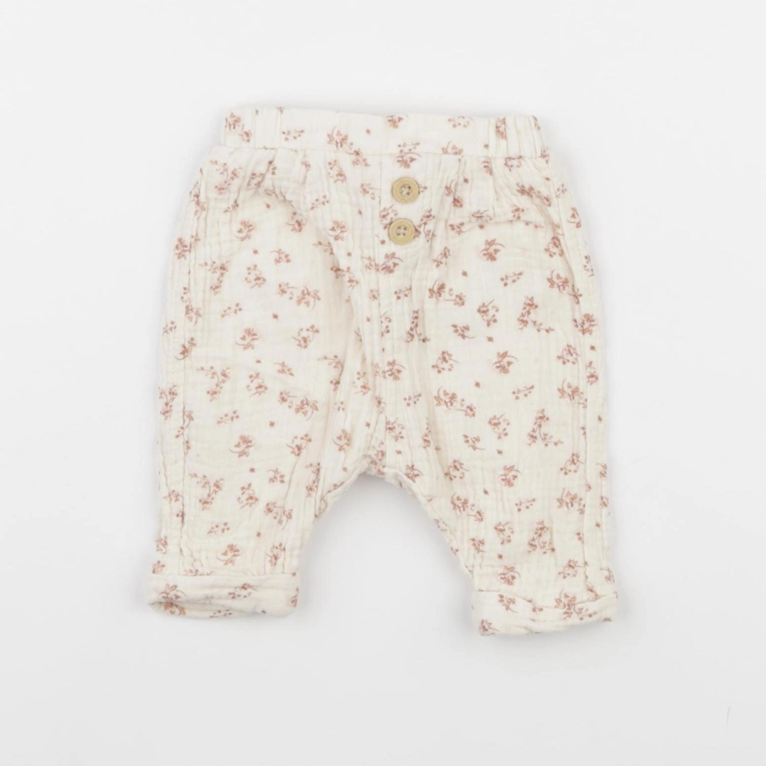 Vertbaudet - pantalon blanc, rose - 1 mois