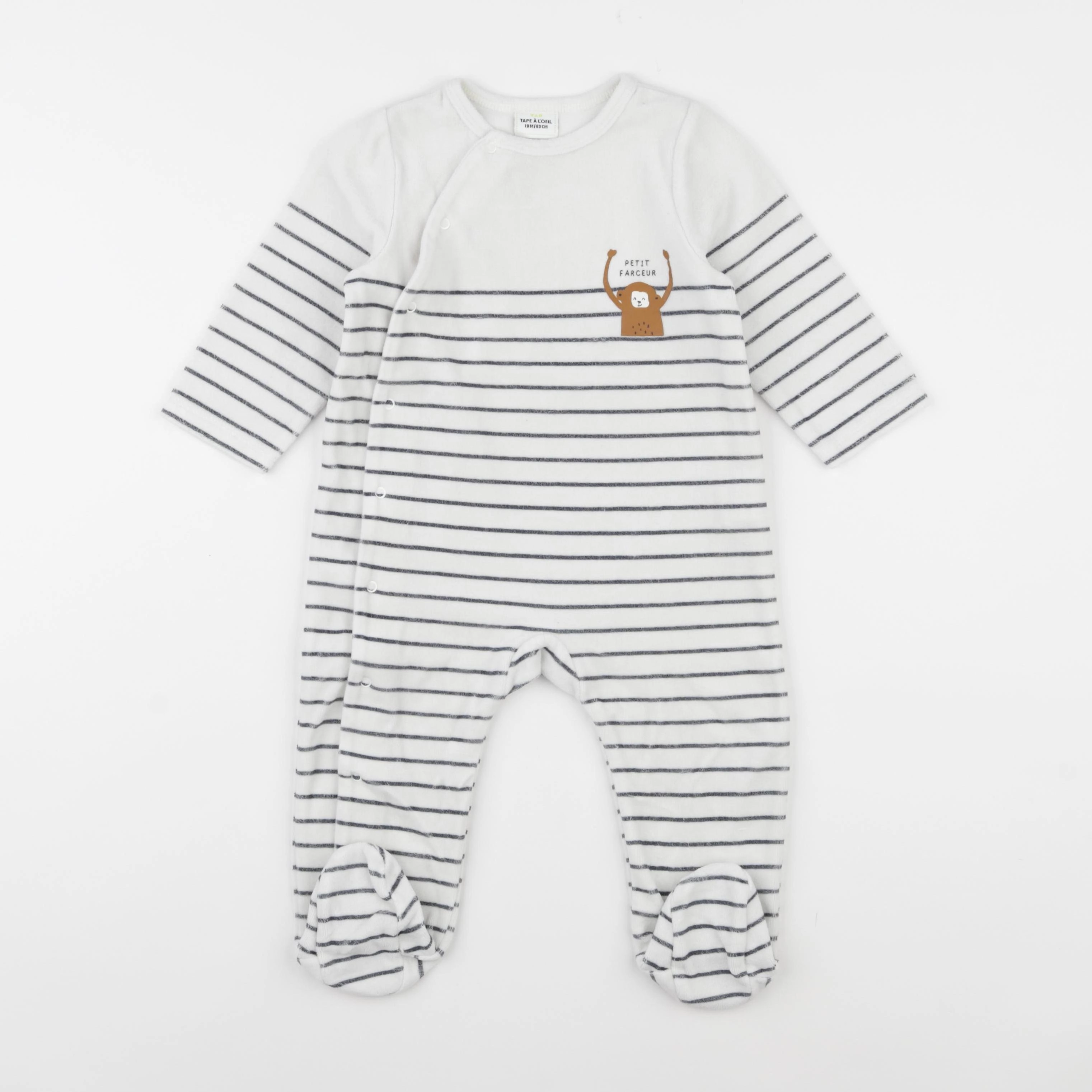 Tape à l'oeil - pyjama velours blanc, bleu - 18 mois