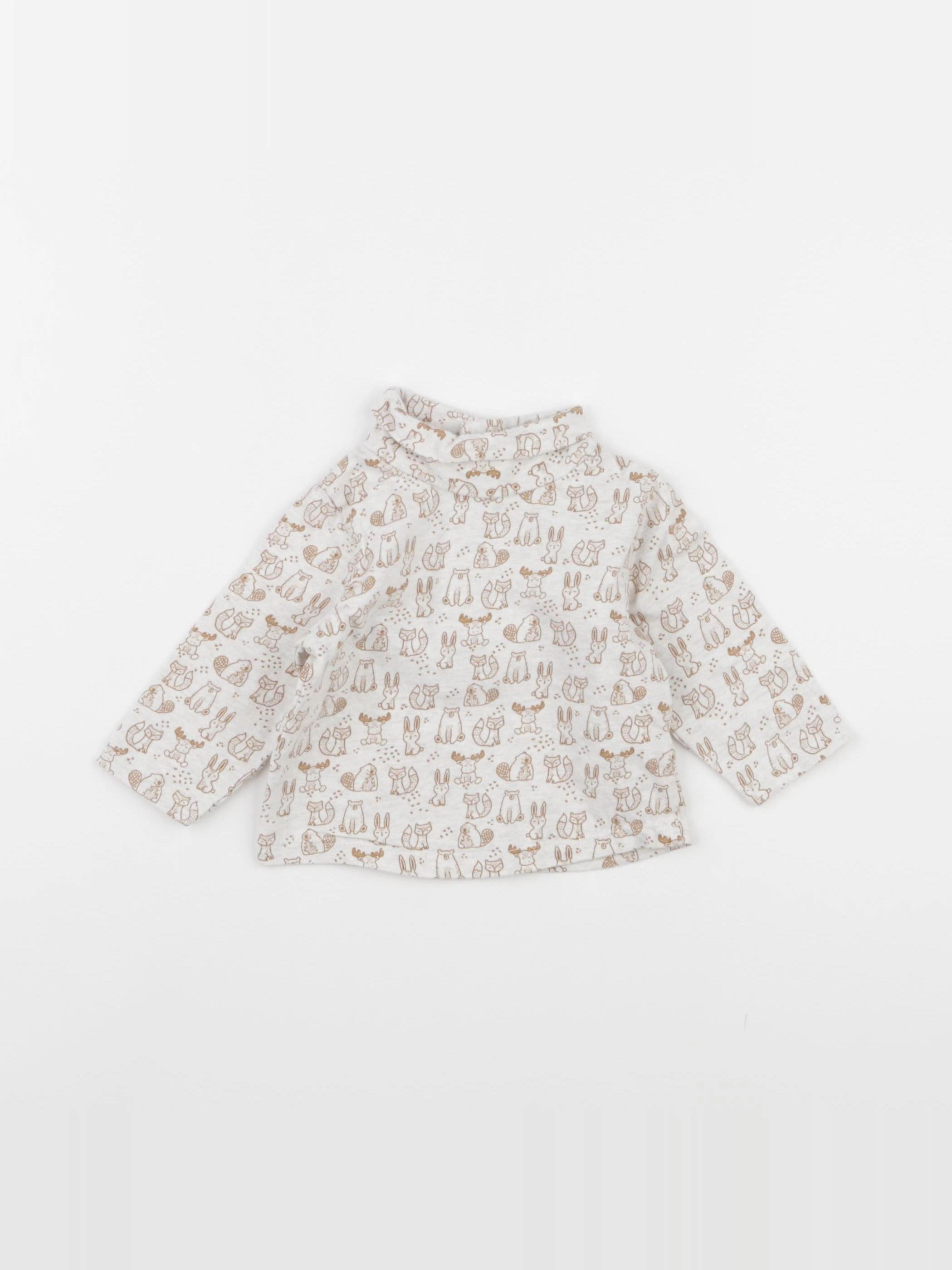 Tape à l'oeil - sous-pull blanc, marron - 3 mois