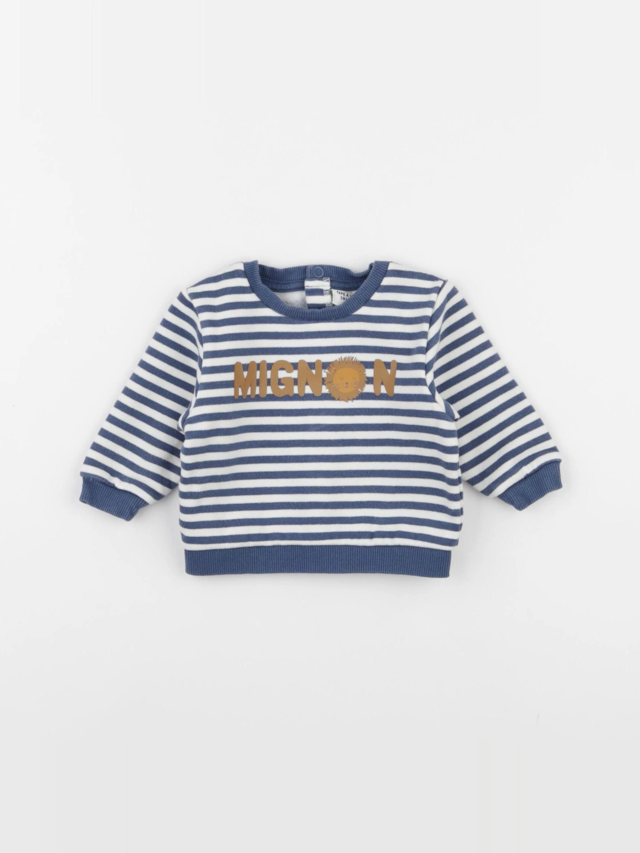 Tape à l'oeil - sweat blanc, bleu - 3 mois