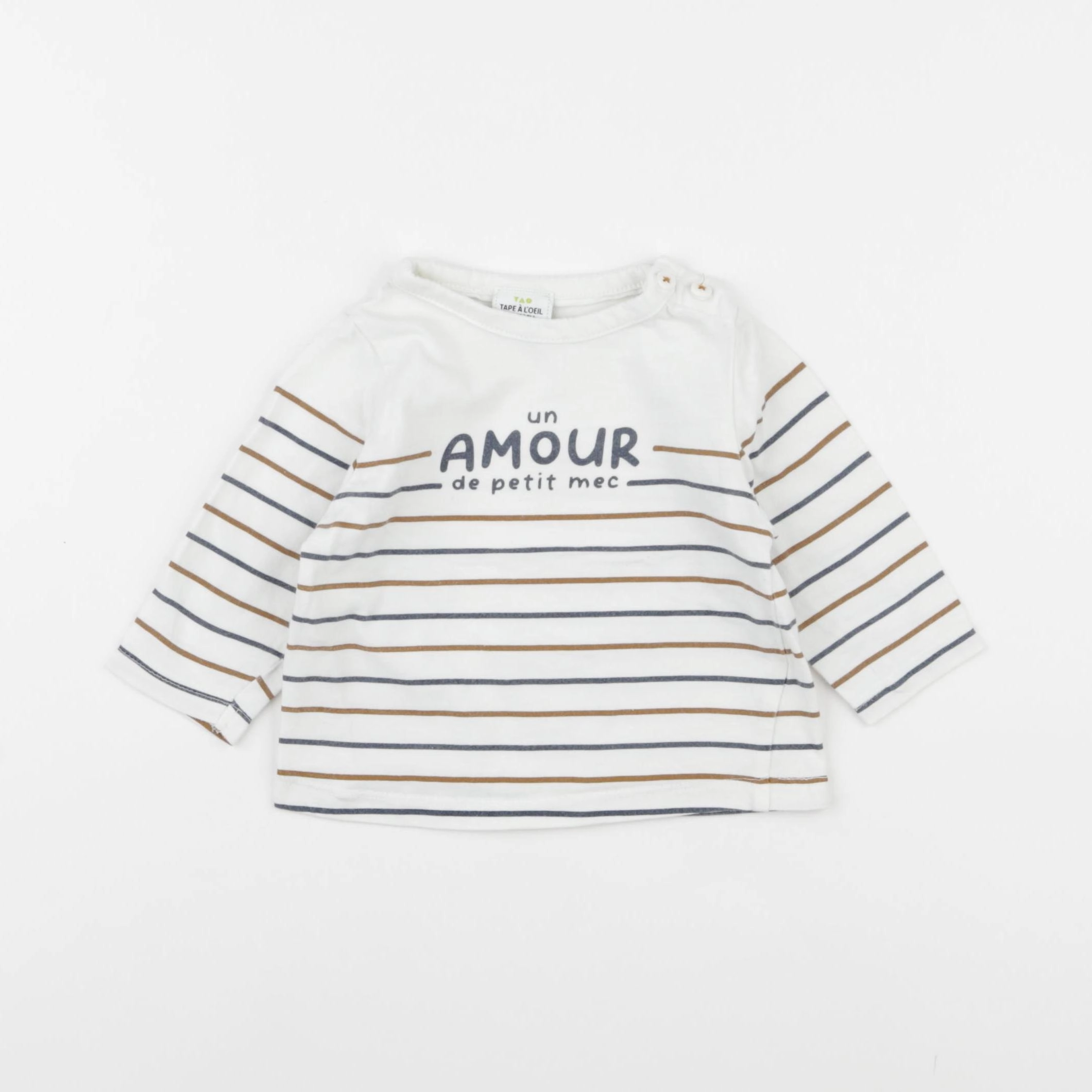 Tape à l'oeil - tee-shirt blanc, bleu - 6 mois