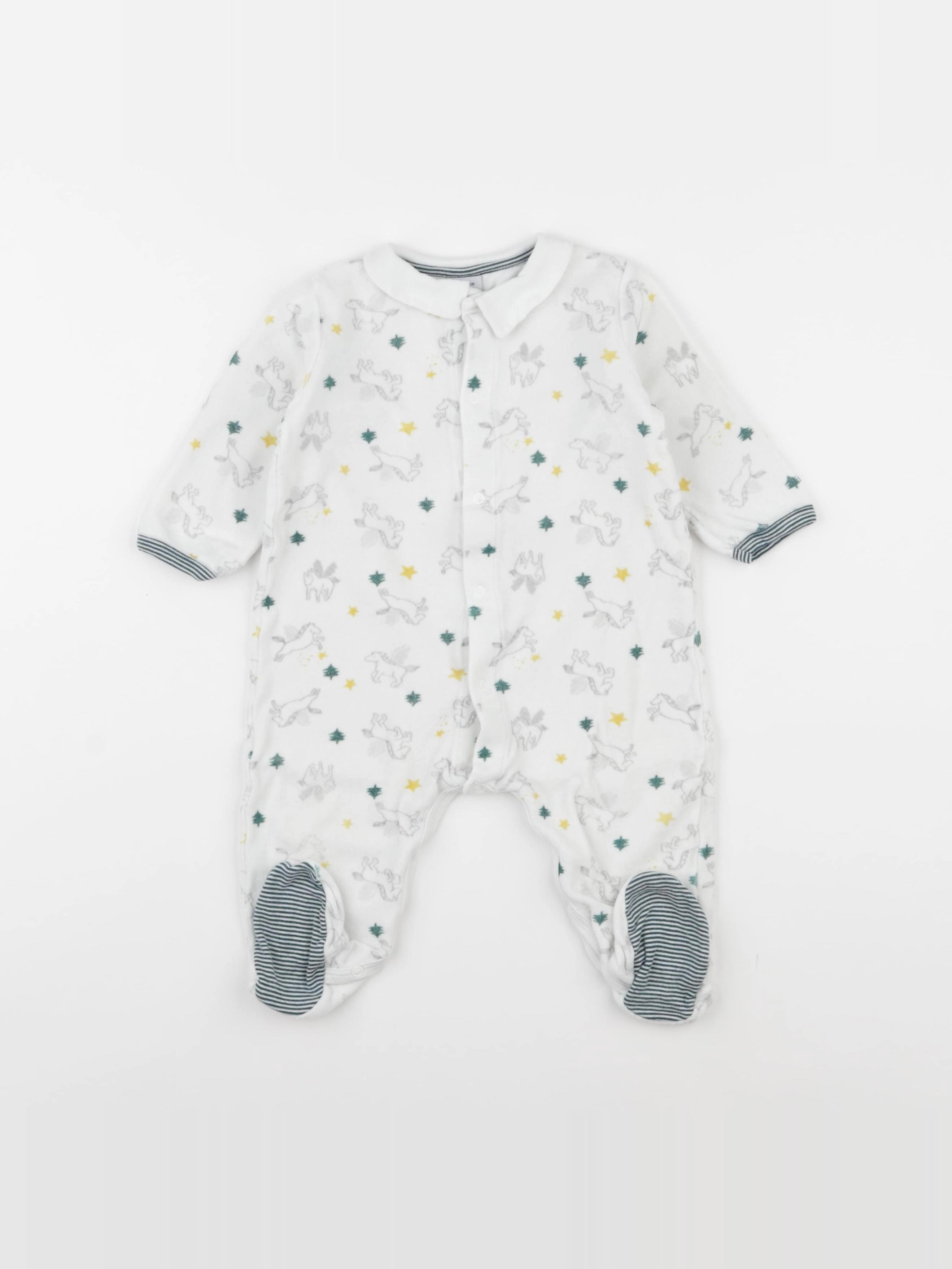 Petit Bateau - pyjama velours blanc - 12 mois