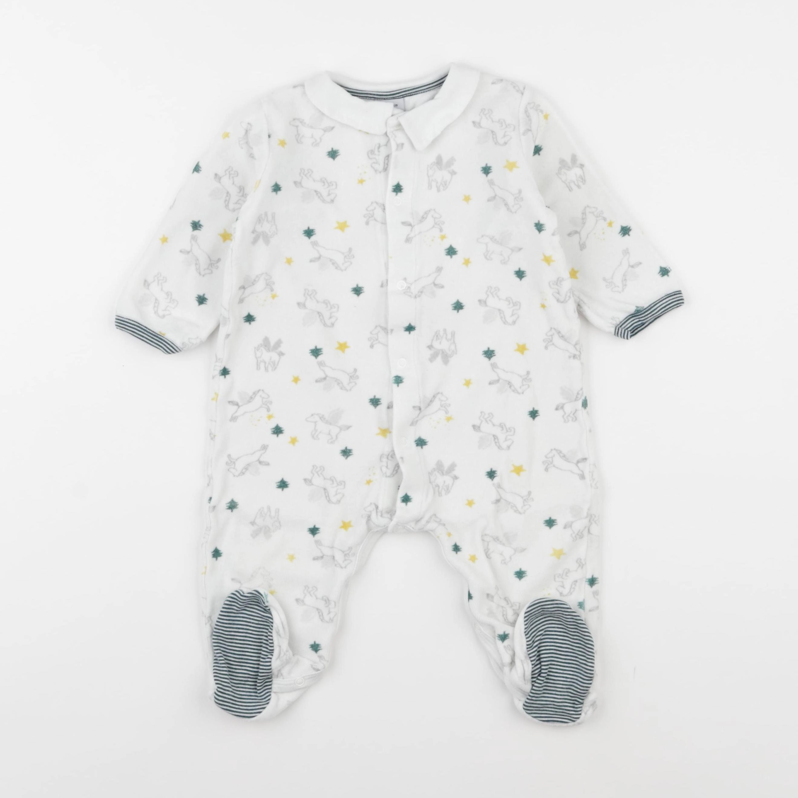 Petit Bateau - pyjama velours blanc - 12 mois