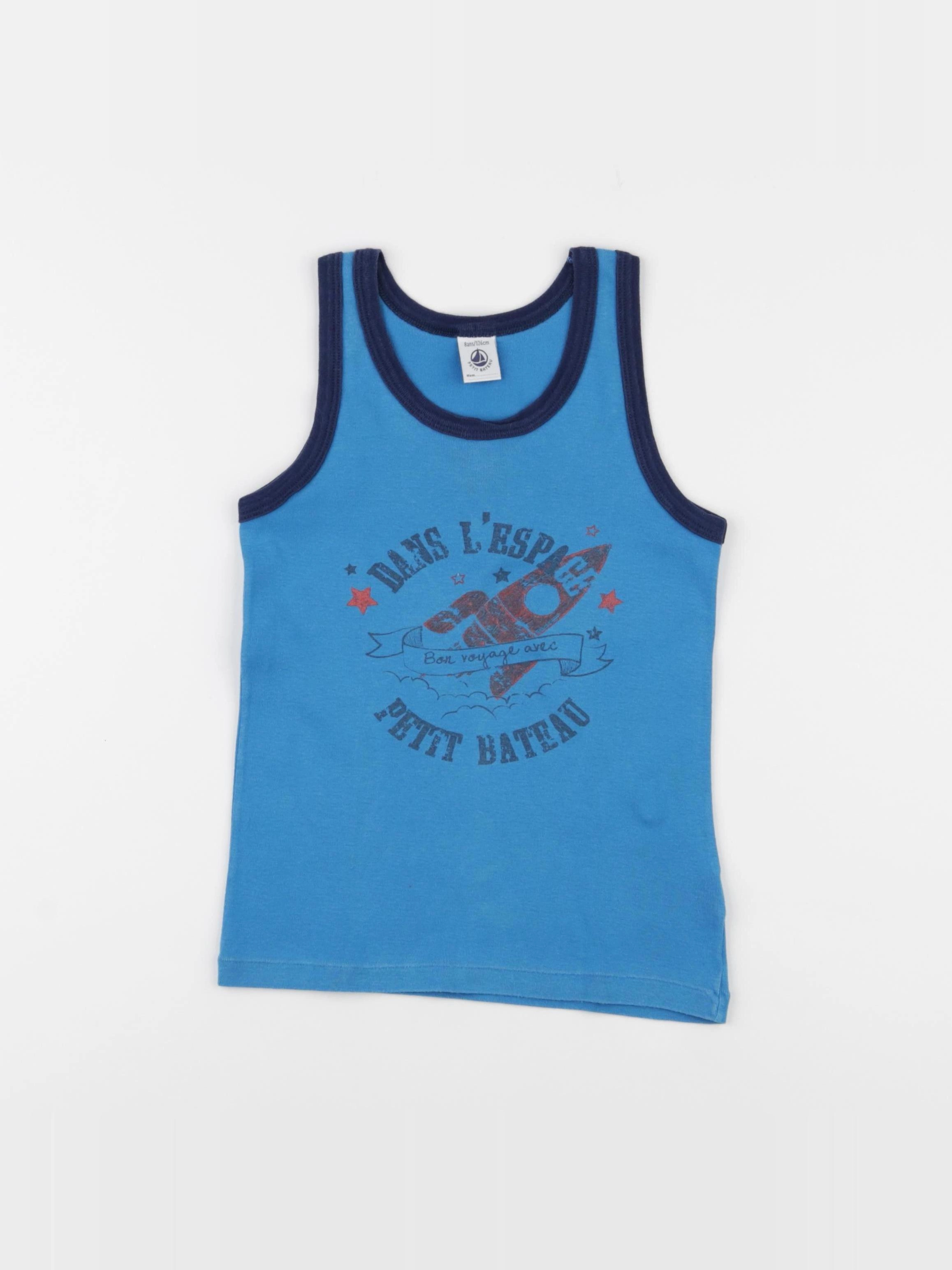 Petit Bateau - maillot de corps bleu - 8 ans