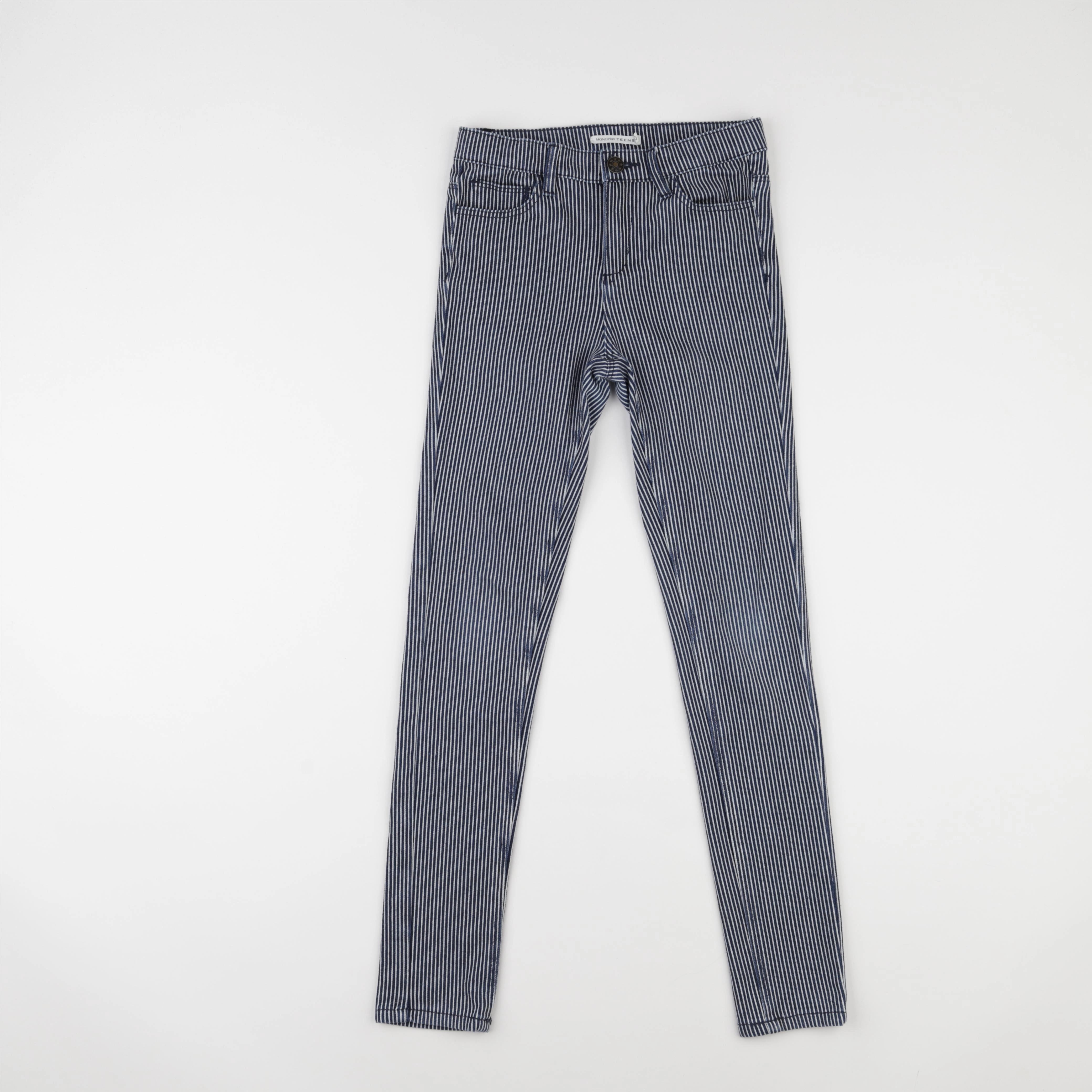 Monoprix - pantalon bleu, blanc - 10 ans