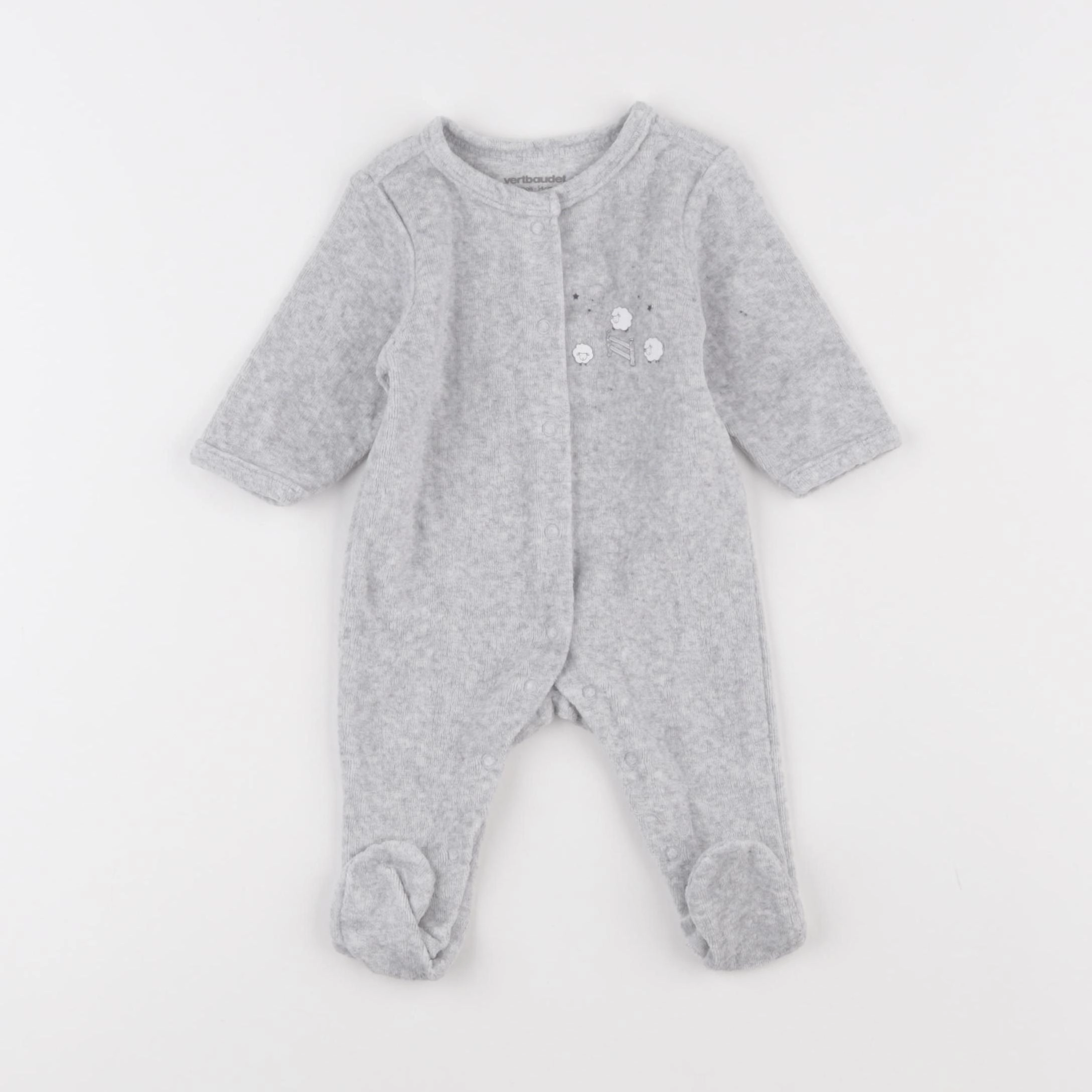 Vertbaudet - pyjama velours gris - 1 mois