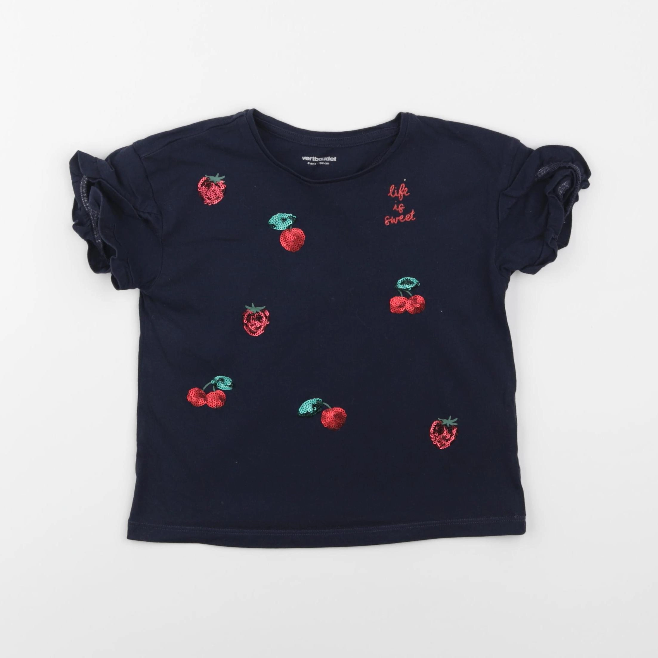 Vertbaudet - tee-shirt bleu - 4 ans
