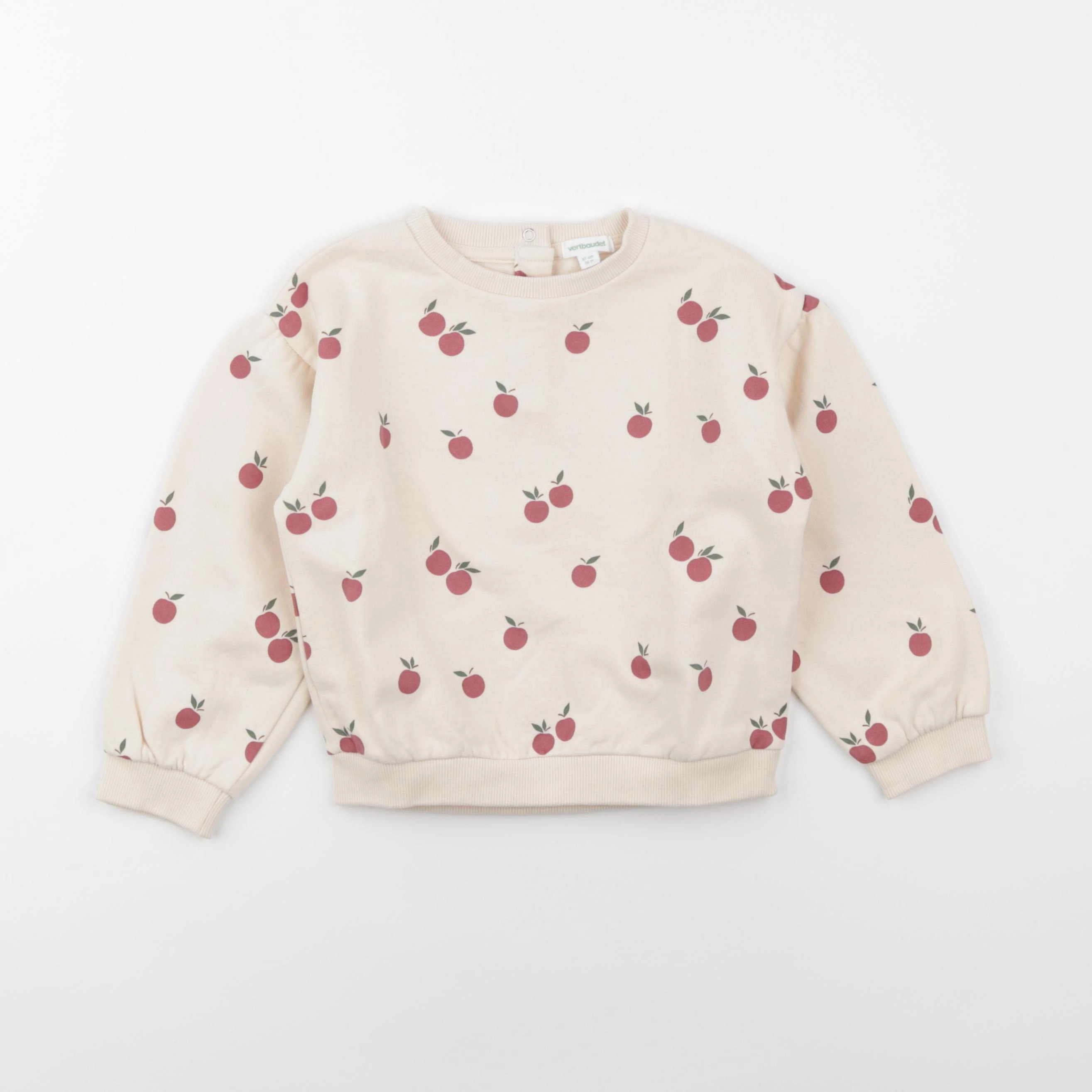 Vertbaudet - sweat beige, rouge - 36 mois