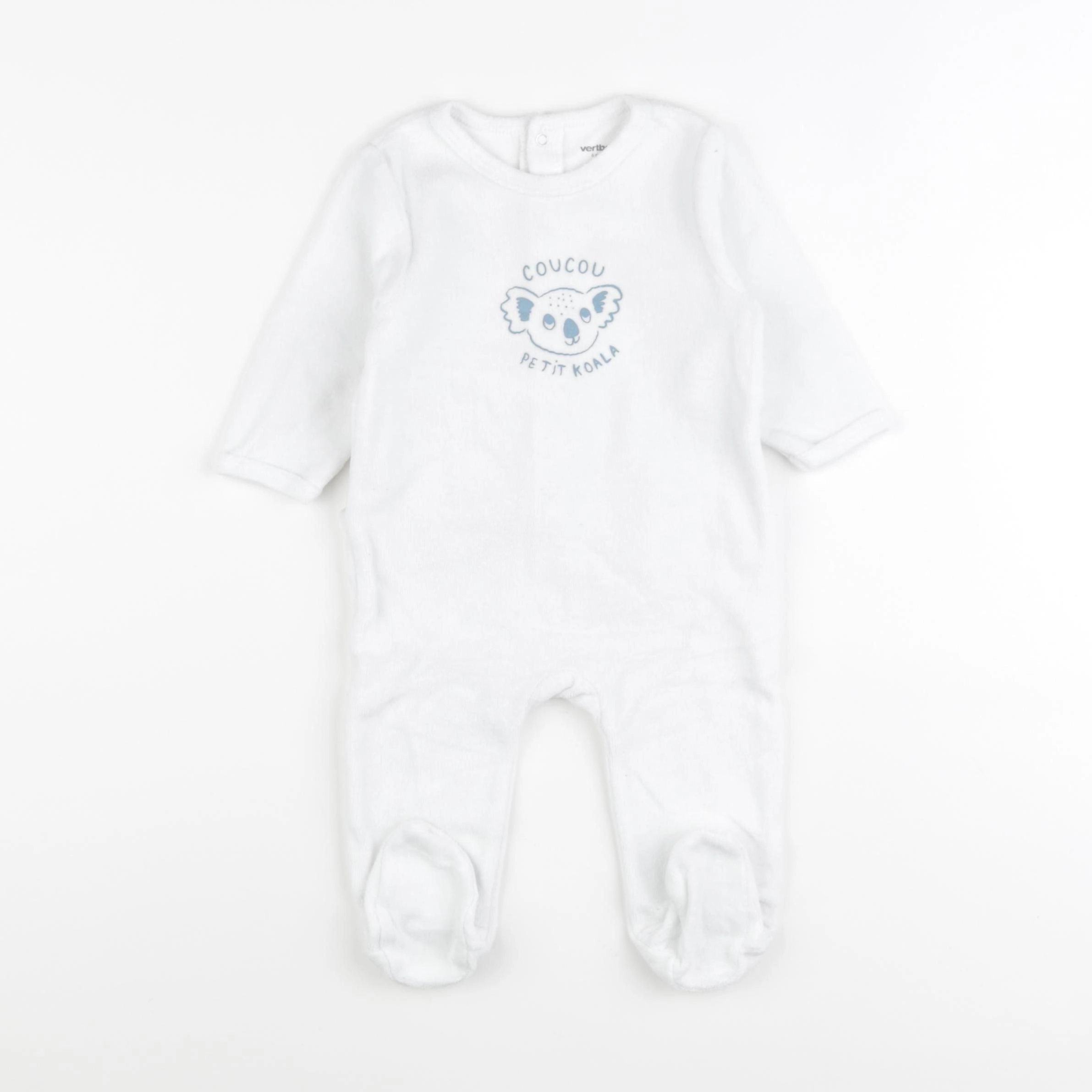 Vertbaudet - pyjama velours blanc, bleu - 6 mois
