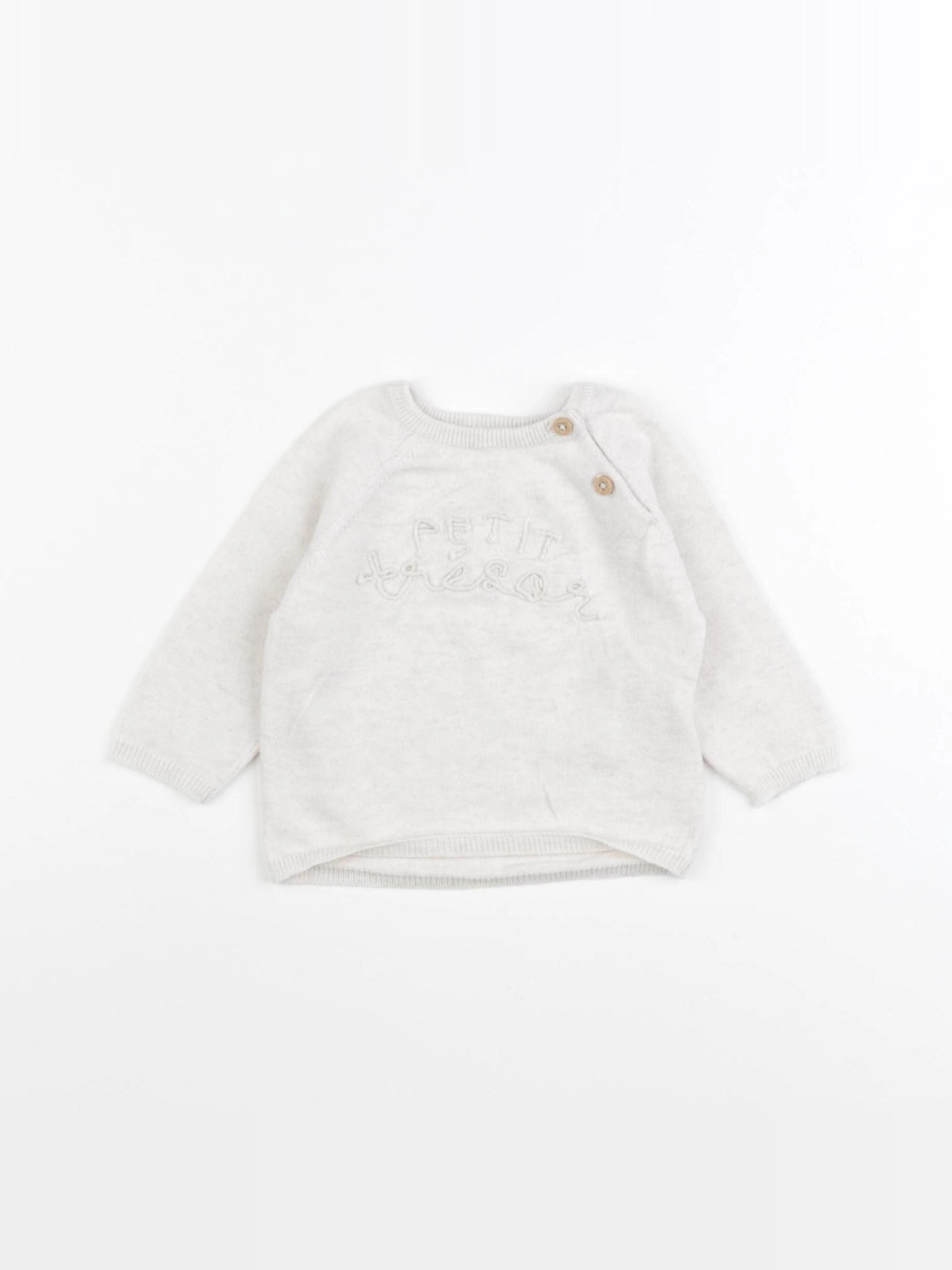 Vertbaudet - pull beige - 3 mois
