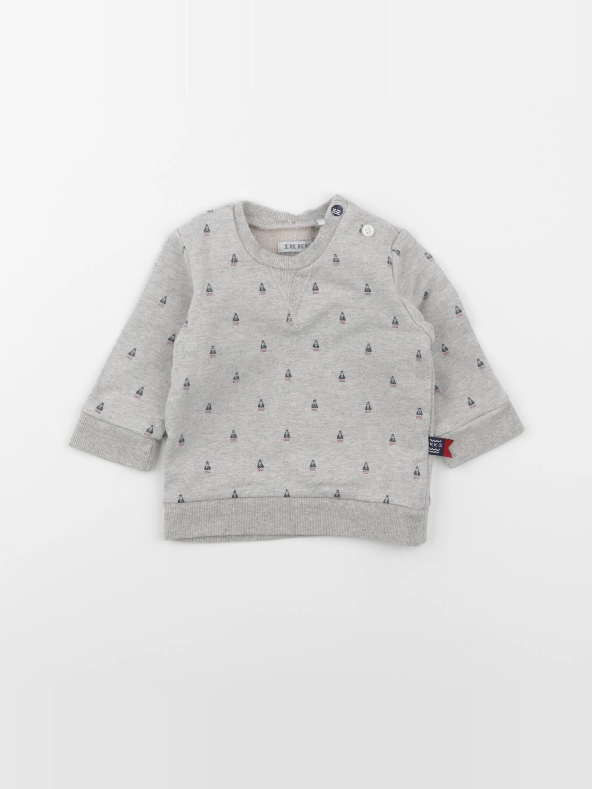 IKKS - sweat gris - 6 mois