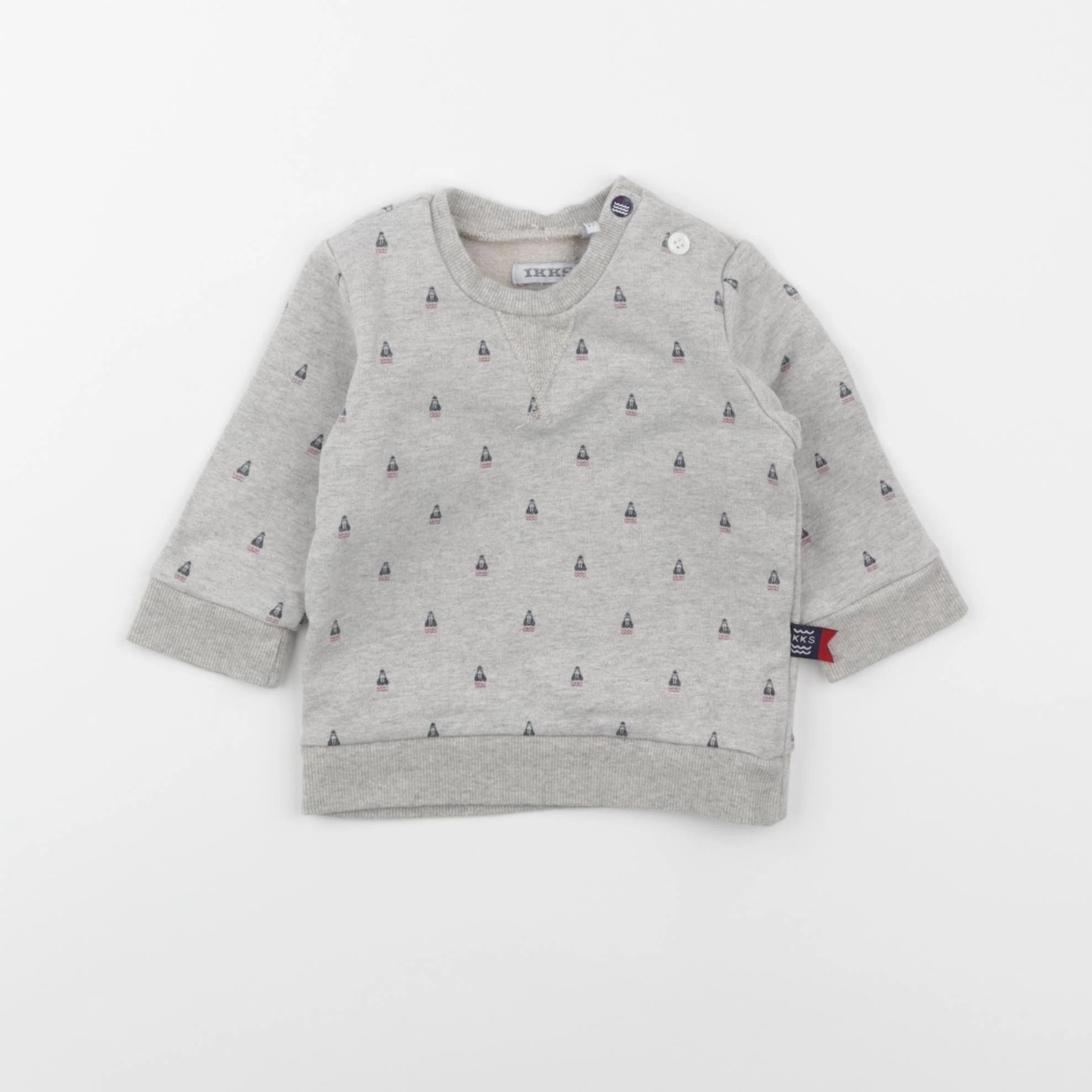 IKKS - sweat gris - 6 mois