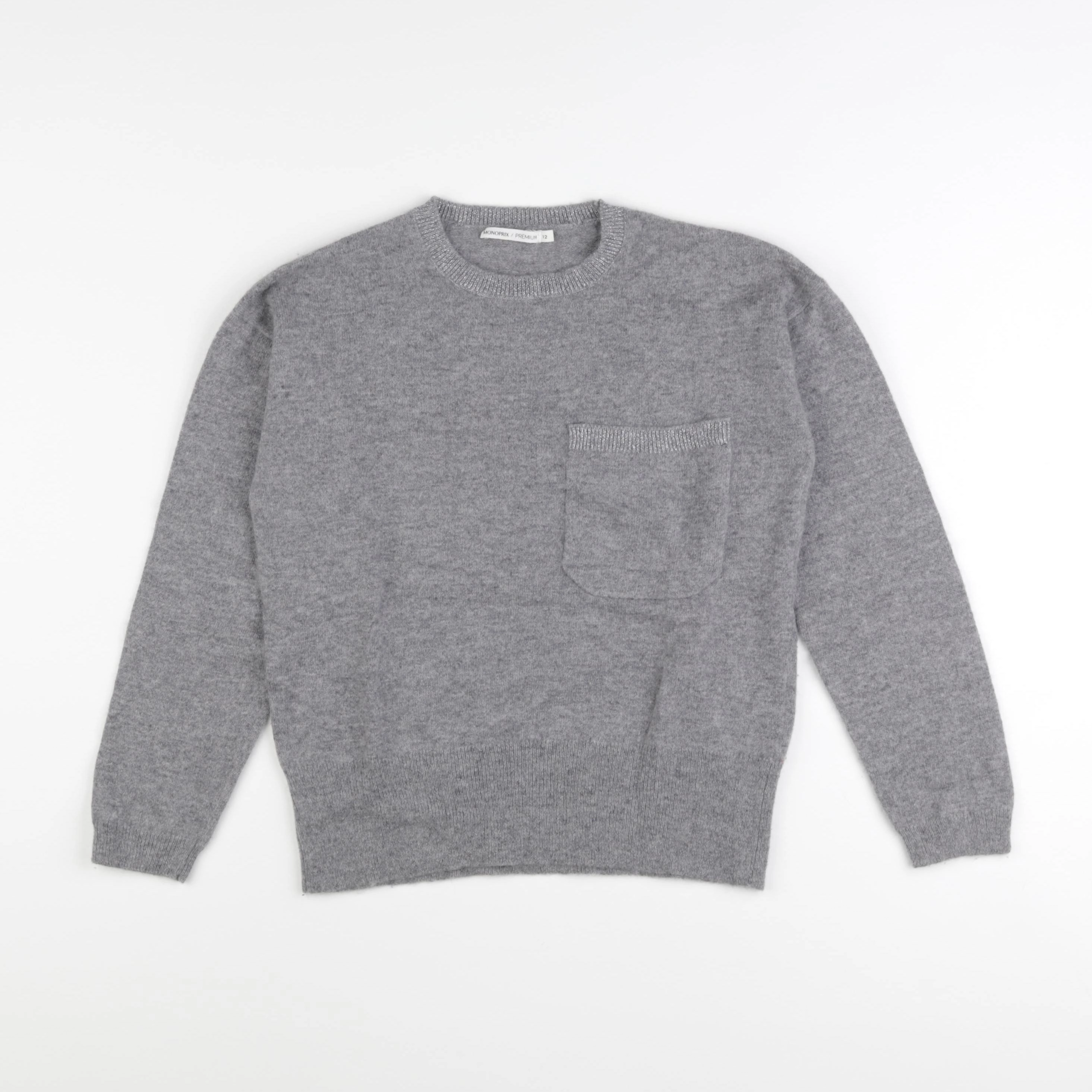 Monoprix - pull gris - 12 ans