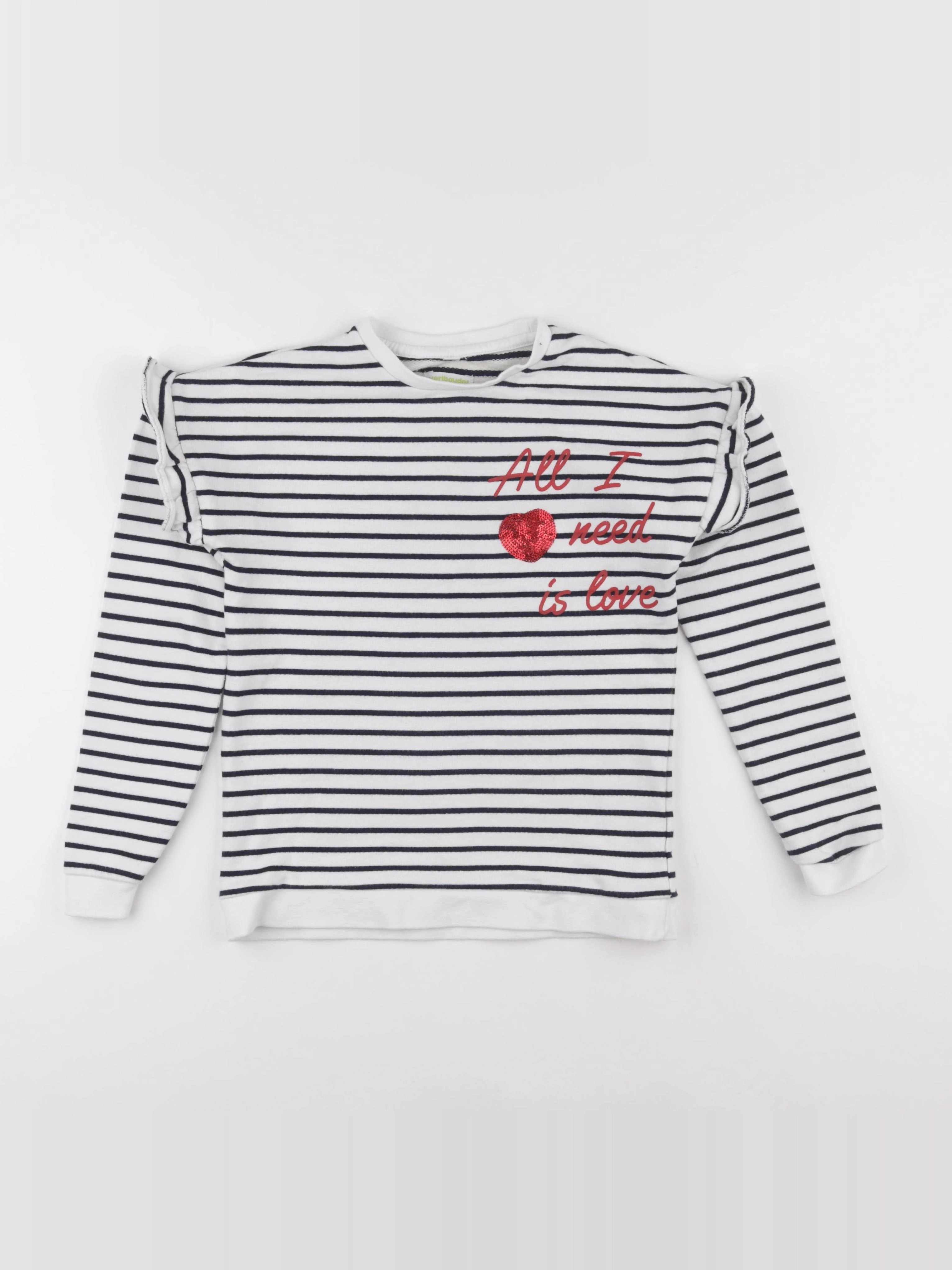 Vertbaudet - sweat blanc, bleu - 10 ans