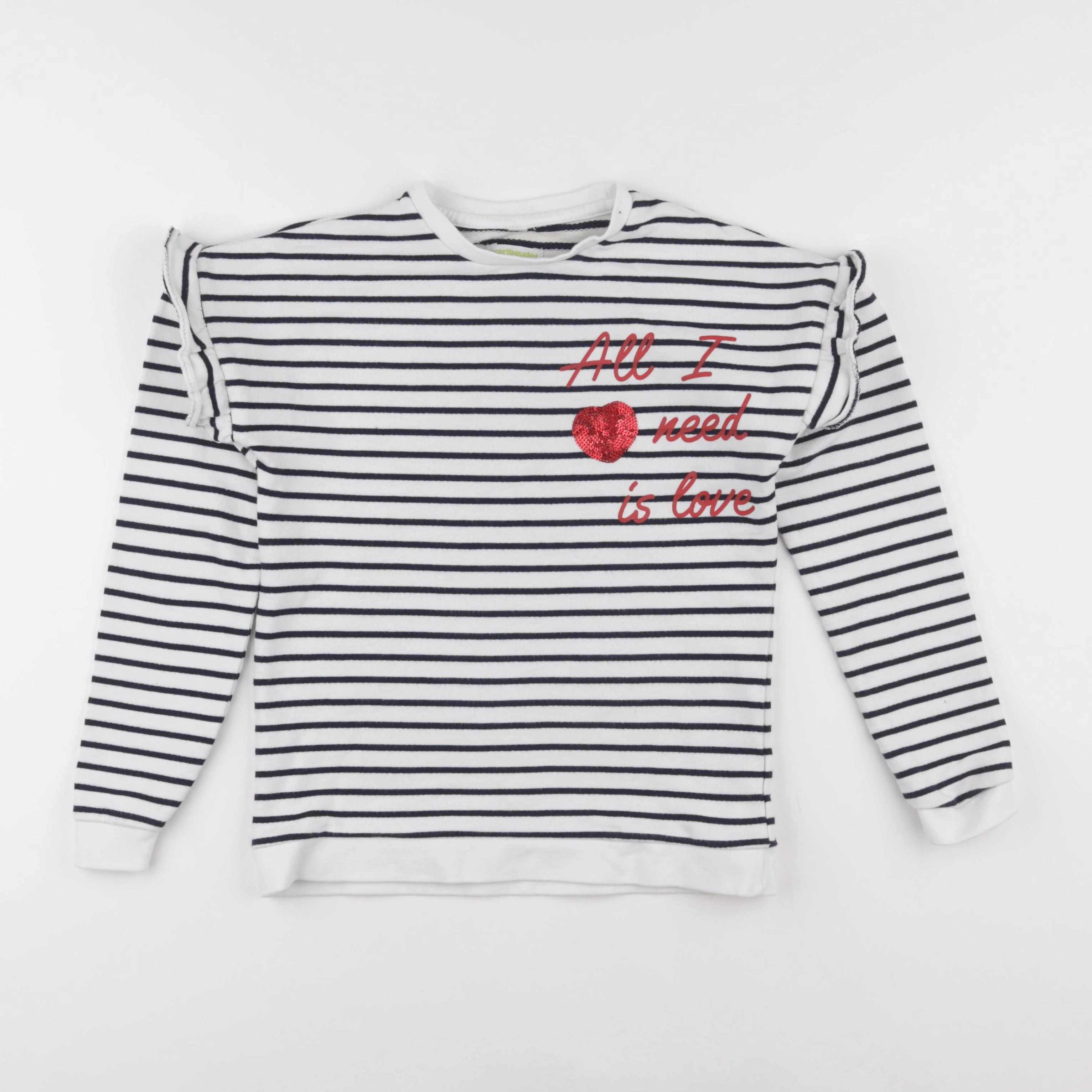 Vertbaudet - sweat blanc, bleu - 10 ans