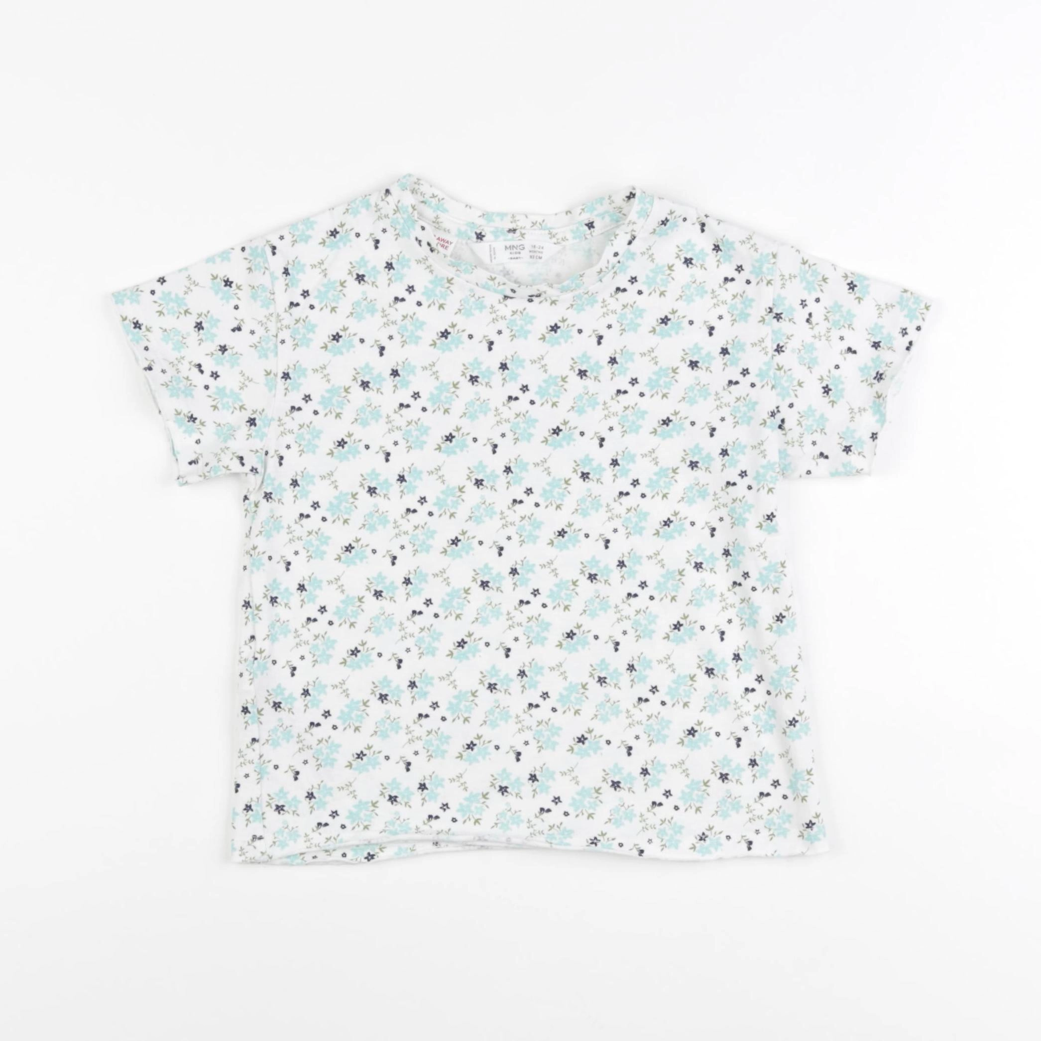Mango - tee-shirt blanc, bleu - 18/24 mois