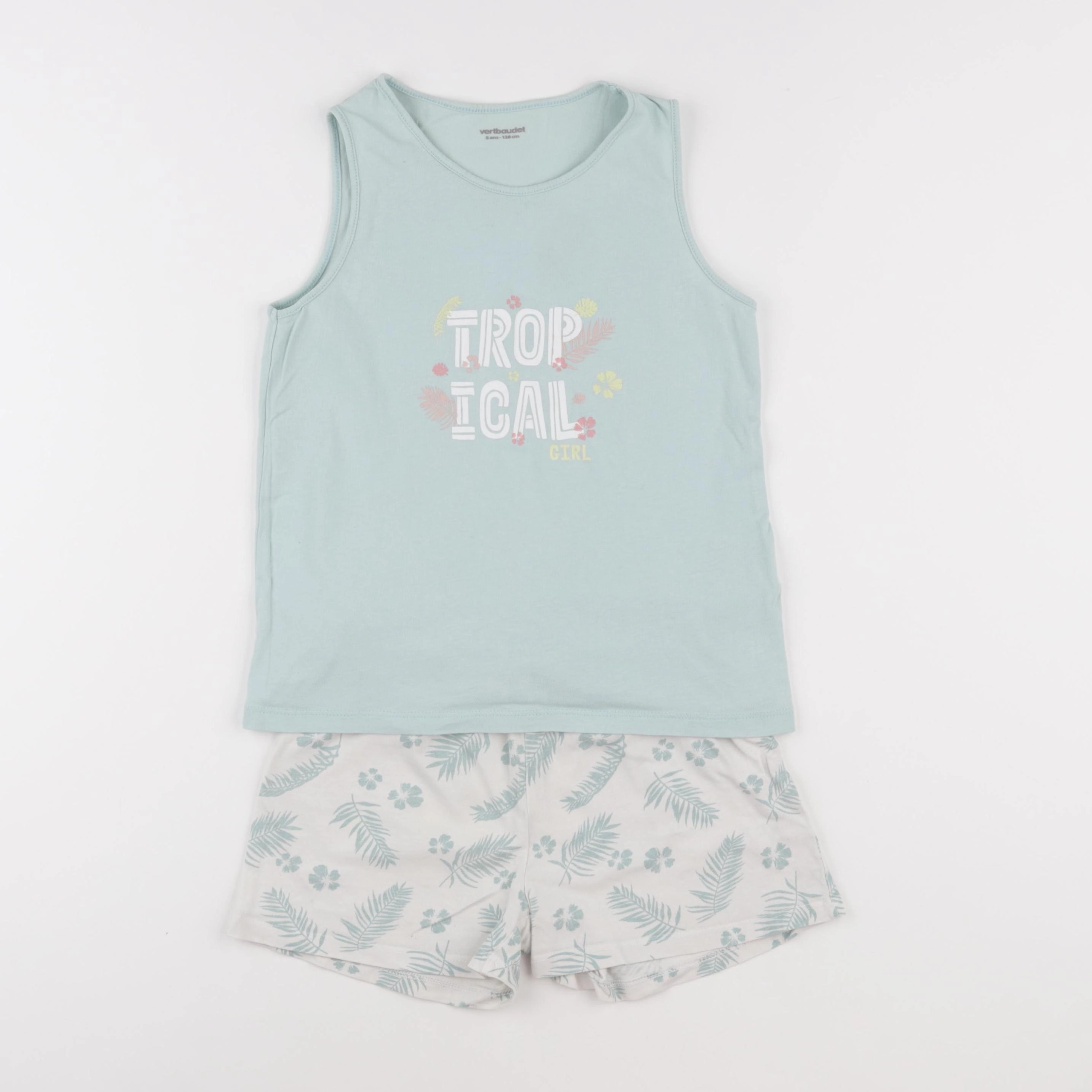 Vertbaudet - pyjama coton vert - 8 ans