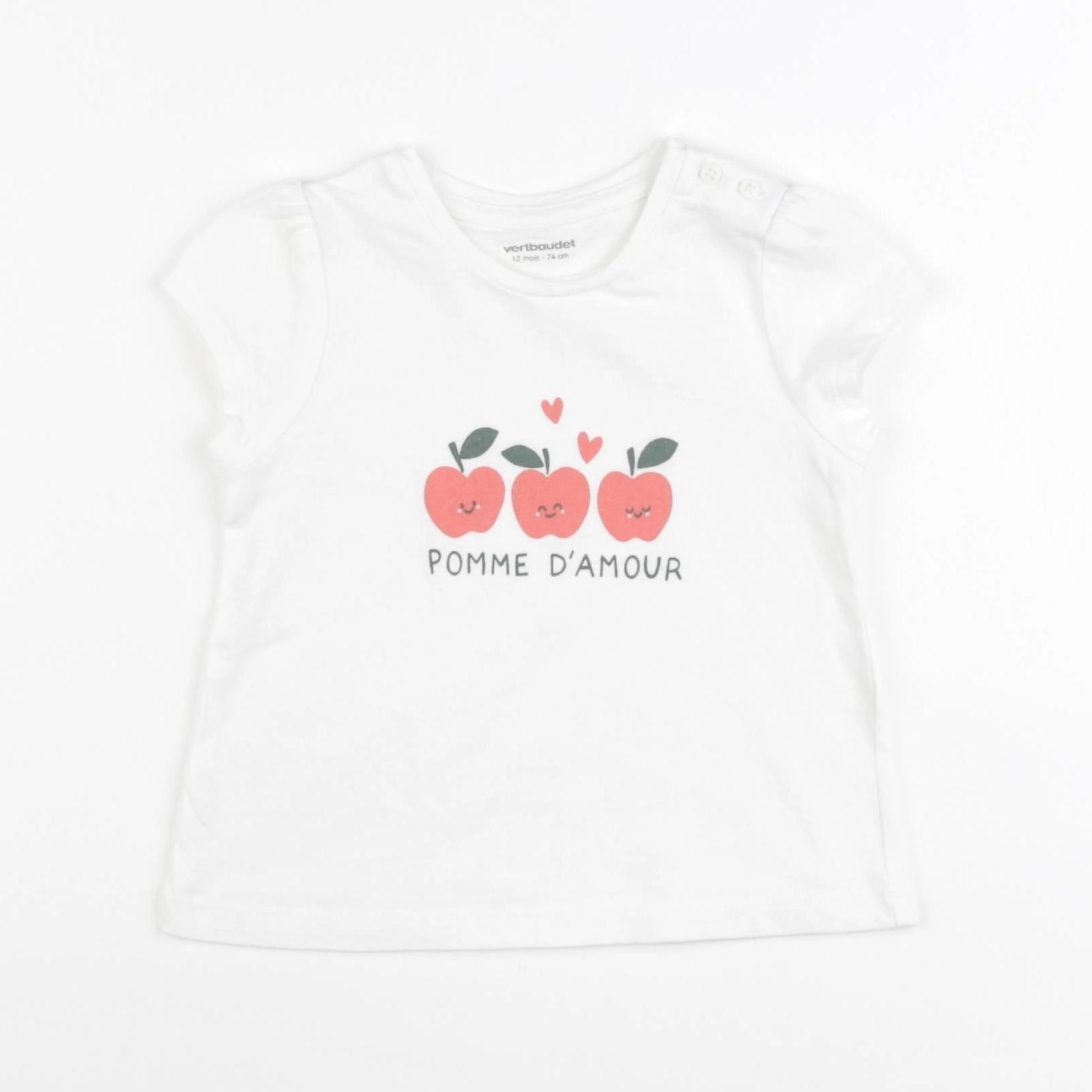 Vertbaudet - tee-shirt blanc - 12 mois