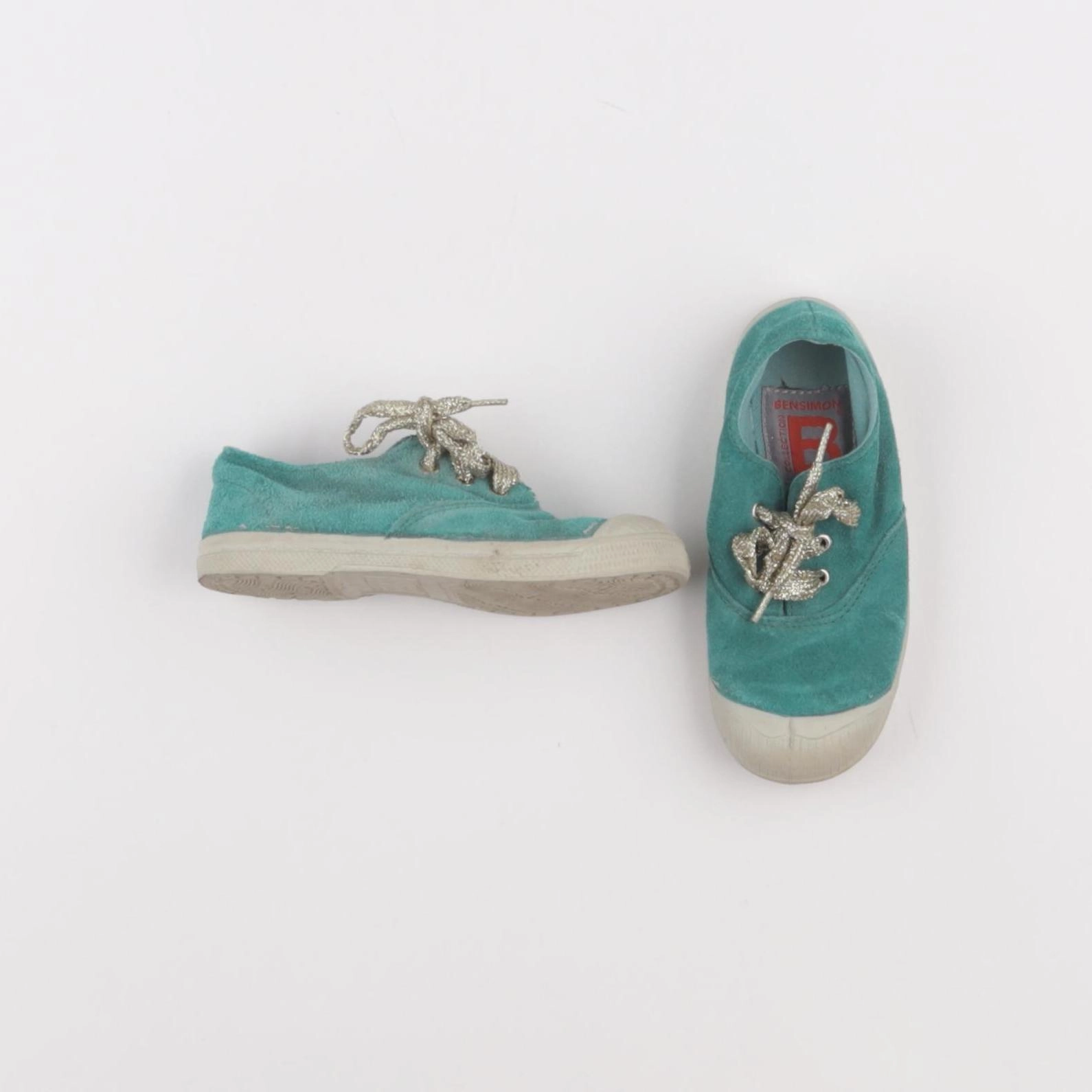 Bensimon - tennis à scratch/ lacets vert - pointure 26