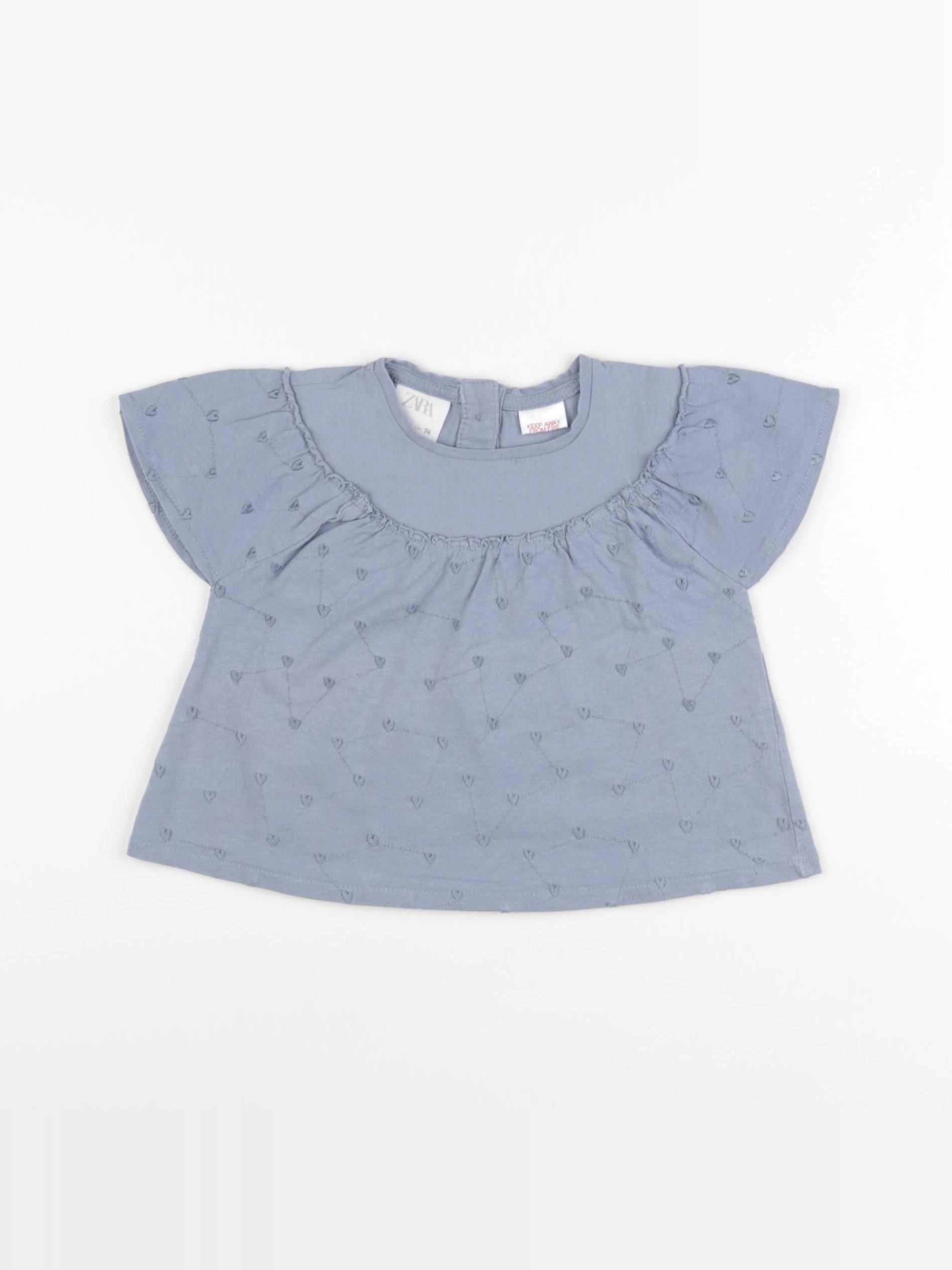 Zara - tee-shirt bleu - 6/9 mois