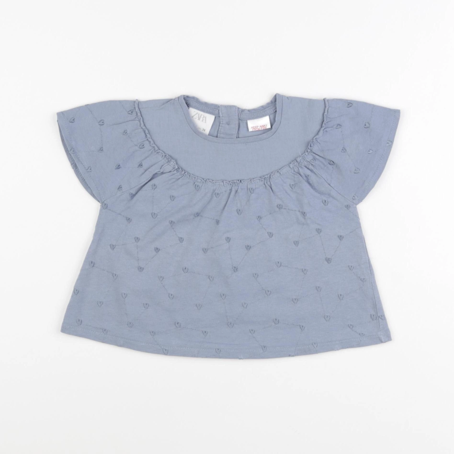 Zara - tee-shirt bleu - 6/9 mois