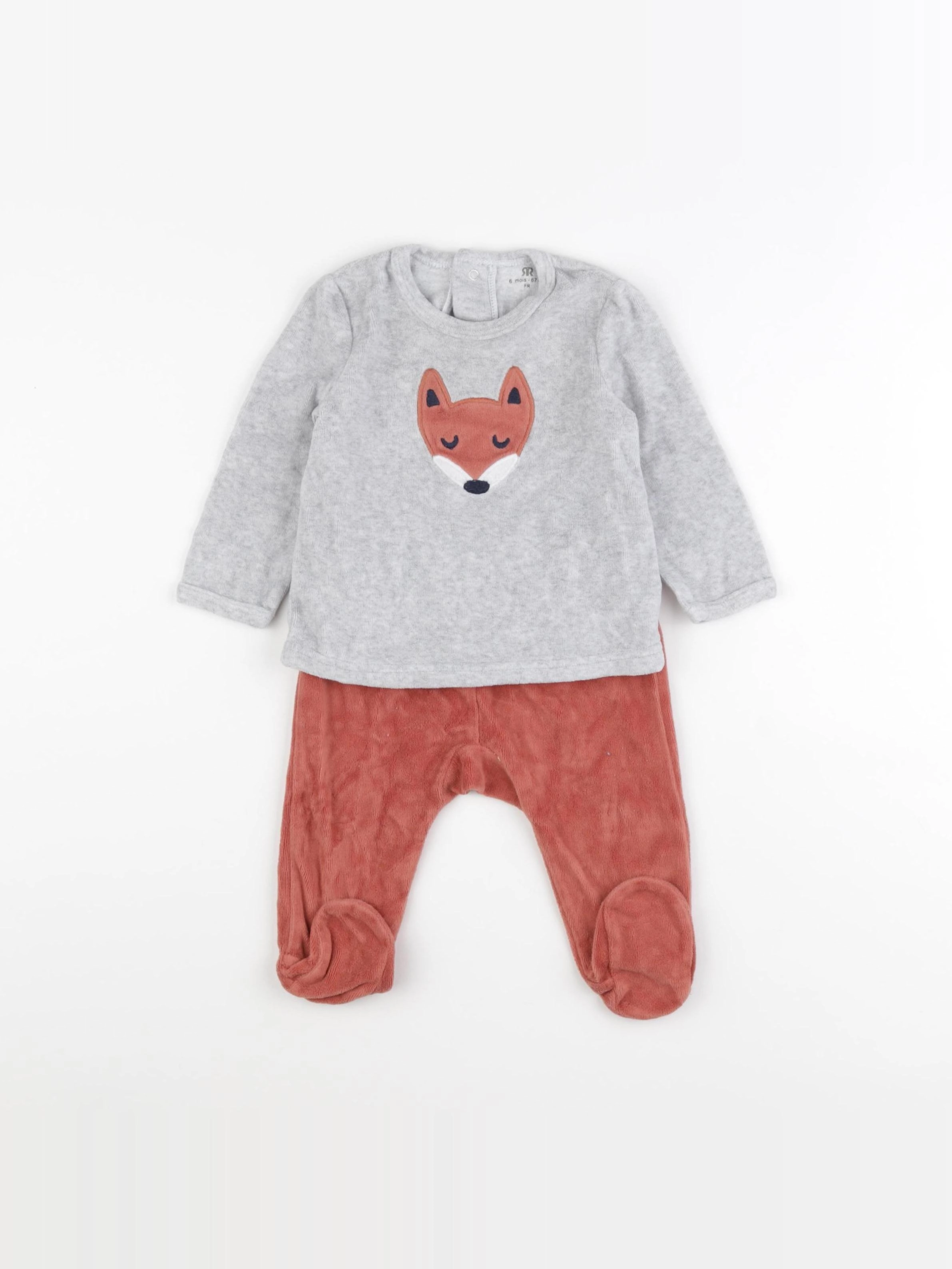 La Redoute - pyjama velours gris, marron - 6 mois