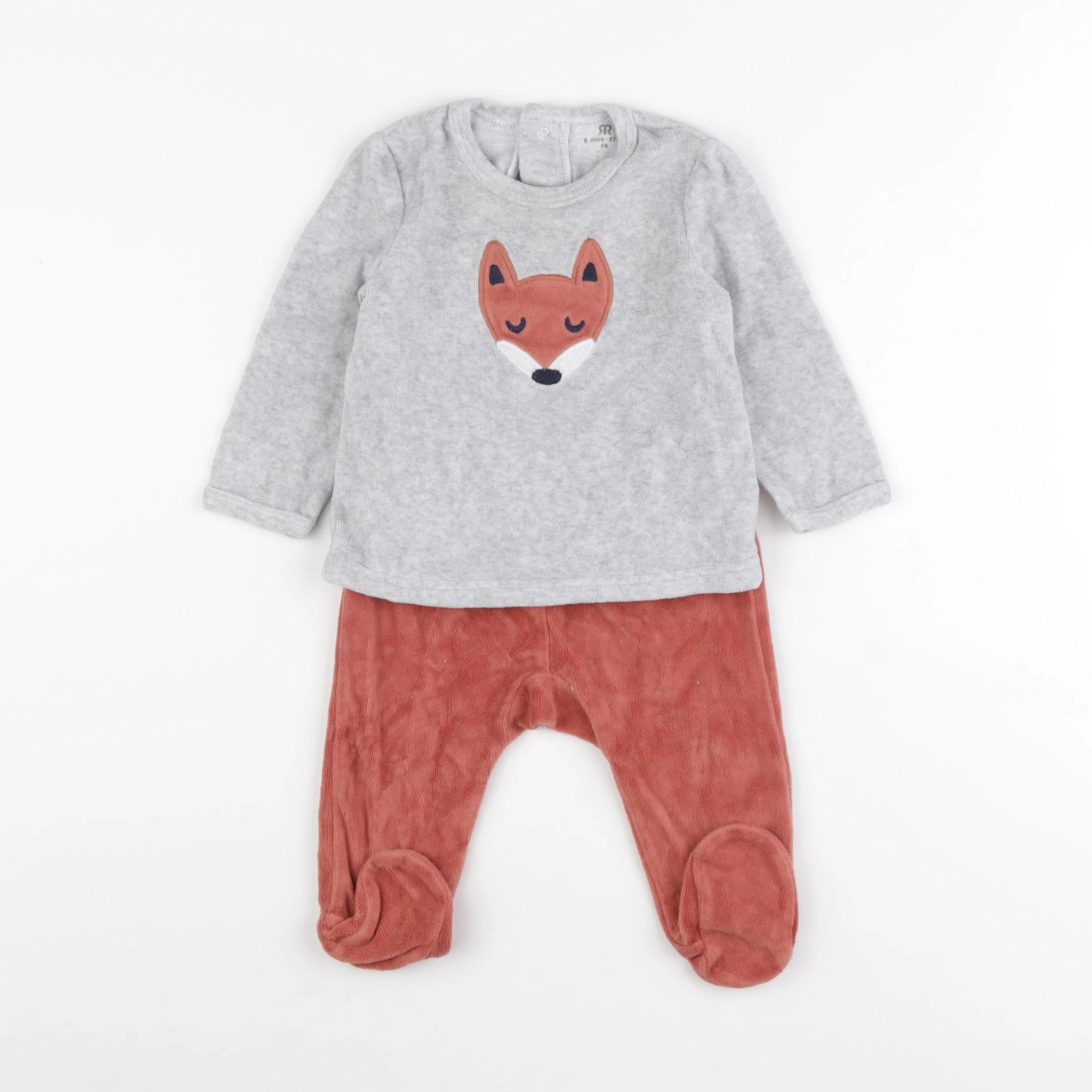 La Redoute - pyjama velours gris, marron - 6 mois