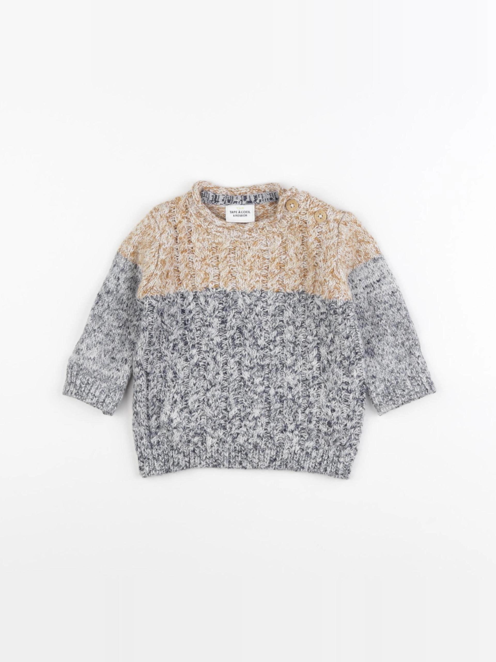 Tape à l'oeil - pull bleu, marron - 6 mois