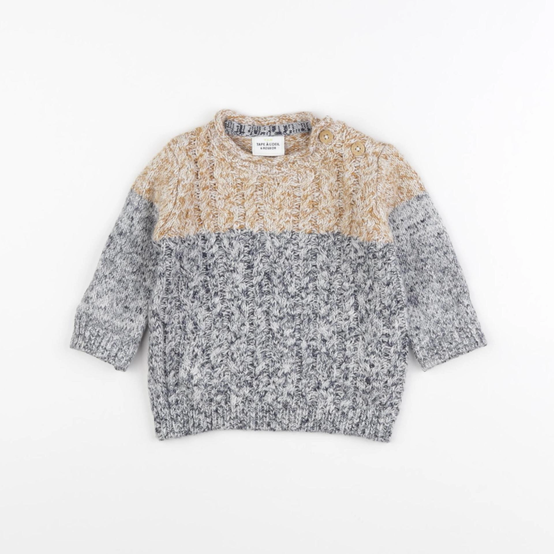 Tape à l'oeil - pull bleu, marron - 6 mois