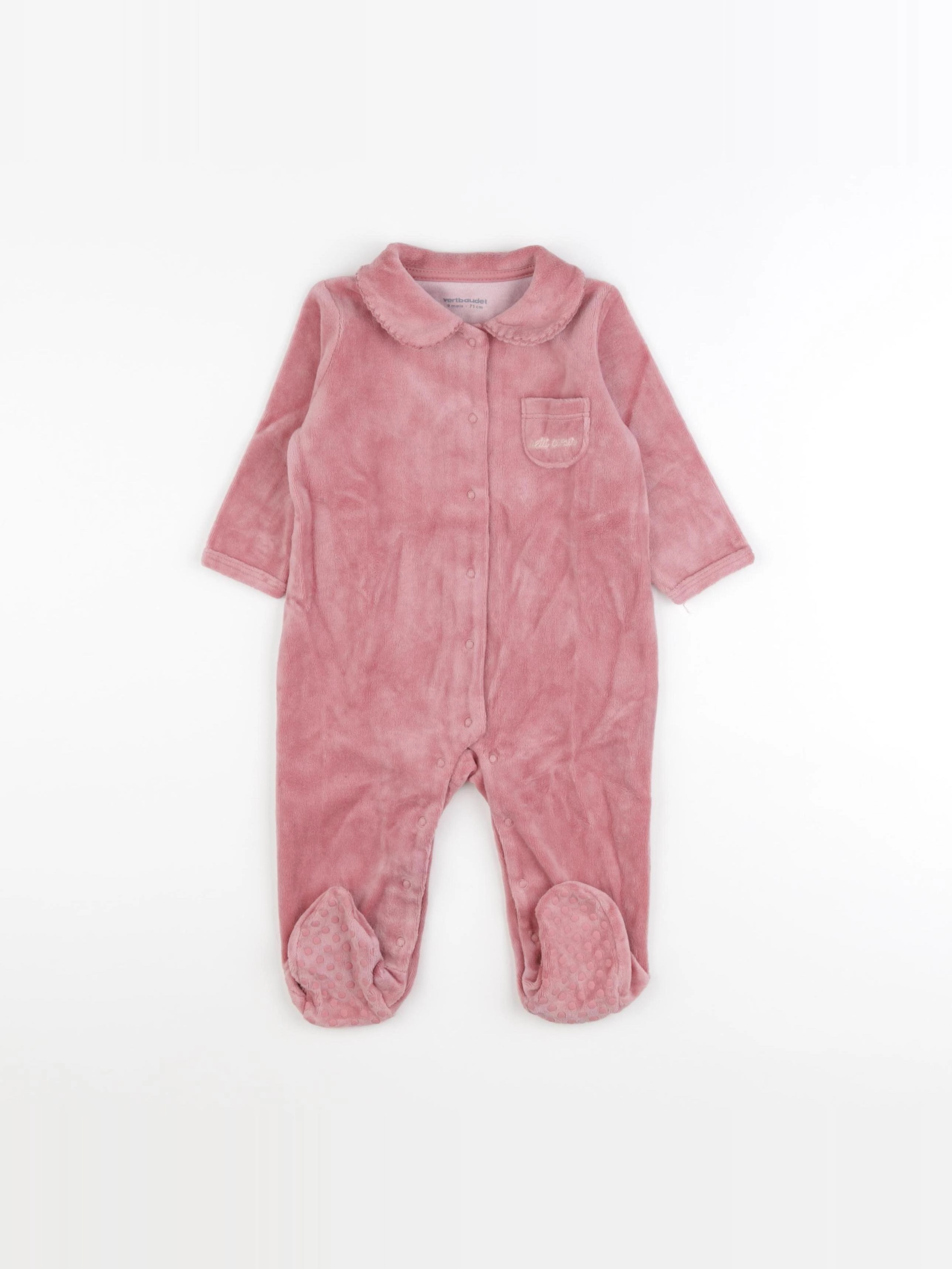 Vertbaudet - pyjama velours rose - 9 mois