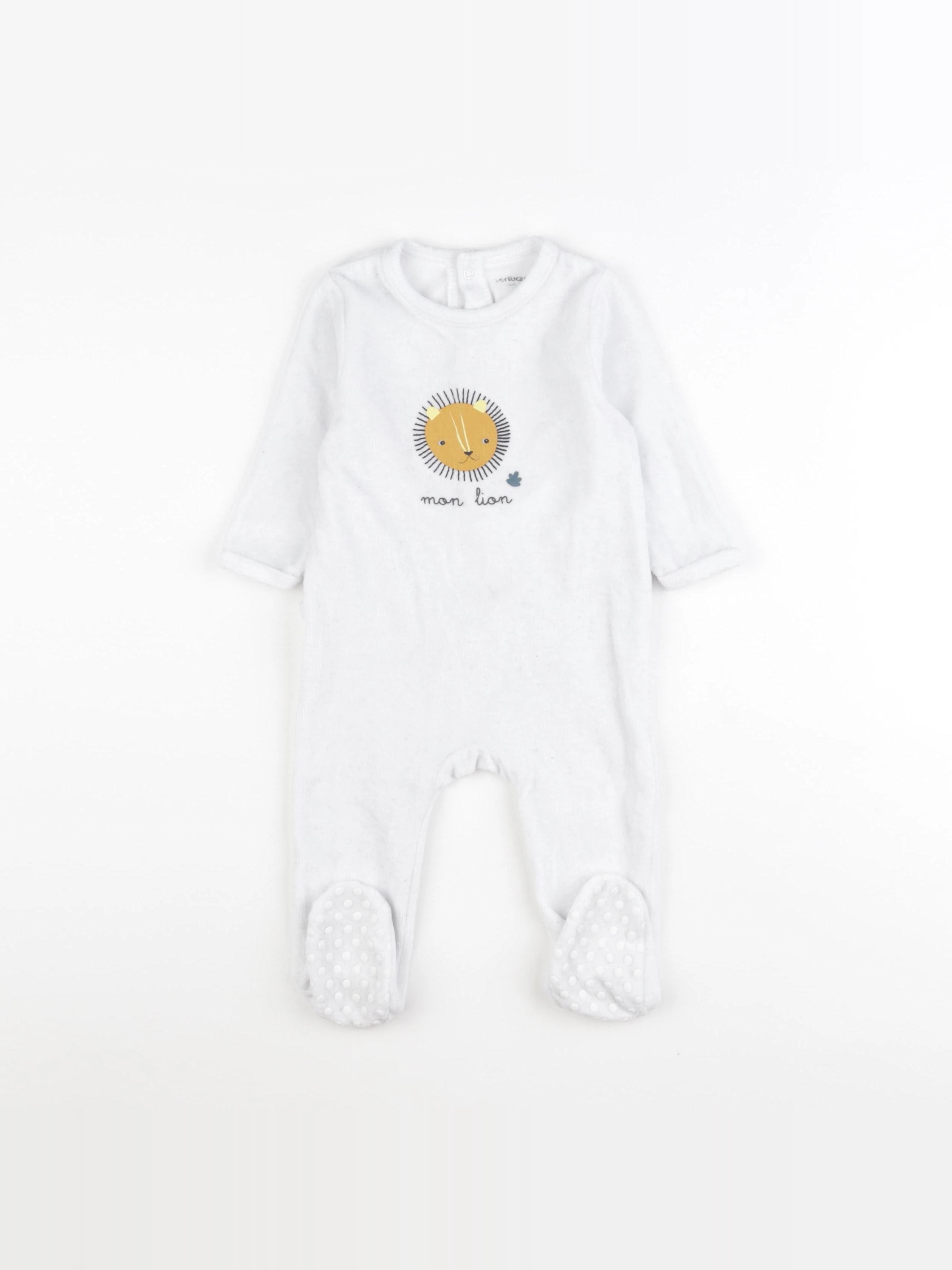 Vertbaudet - pyjama velours blanc - 9 mois