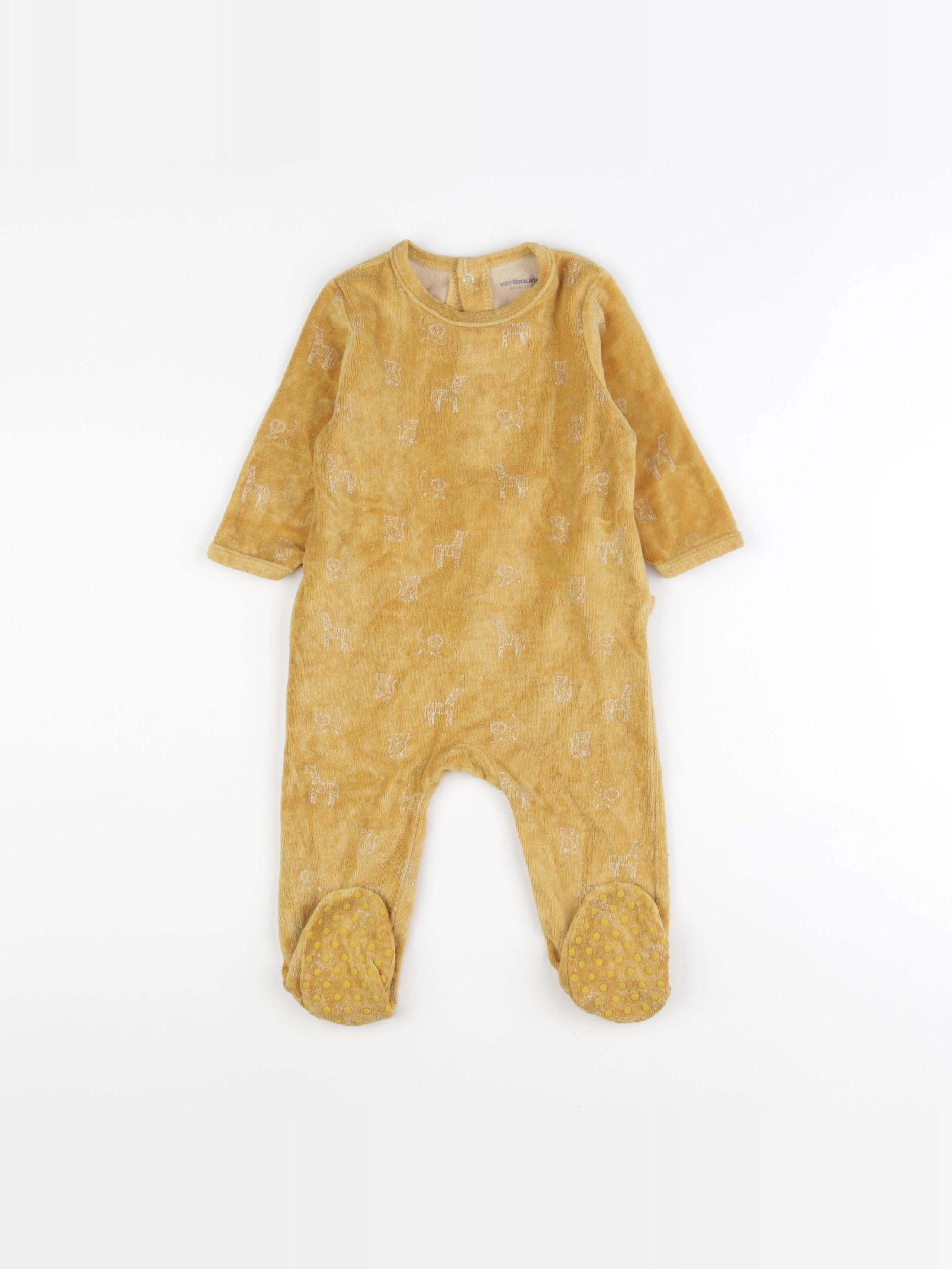 Vertbaudet - pyjama velours jaune - 9 mois