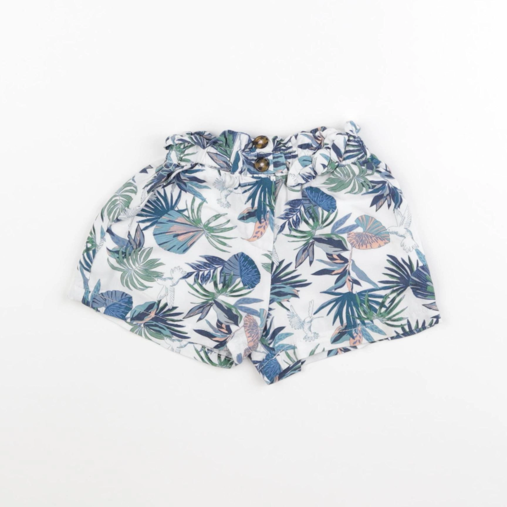 Vertbaudet - short blanc, bleu - 2 ans