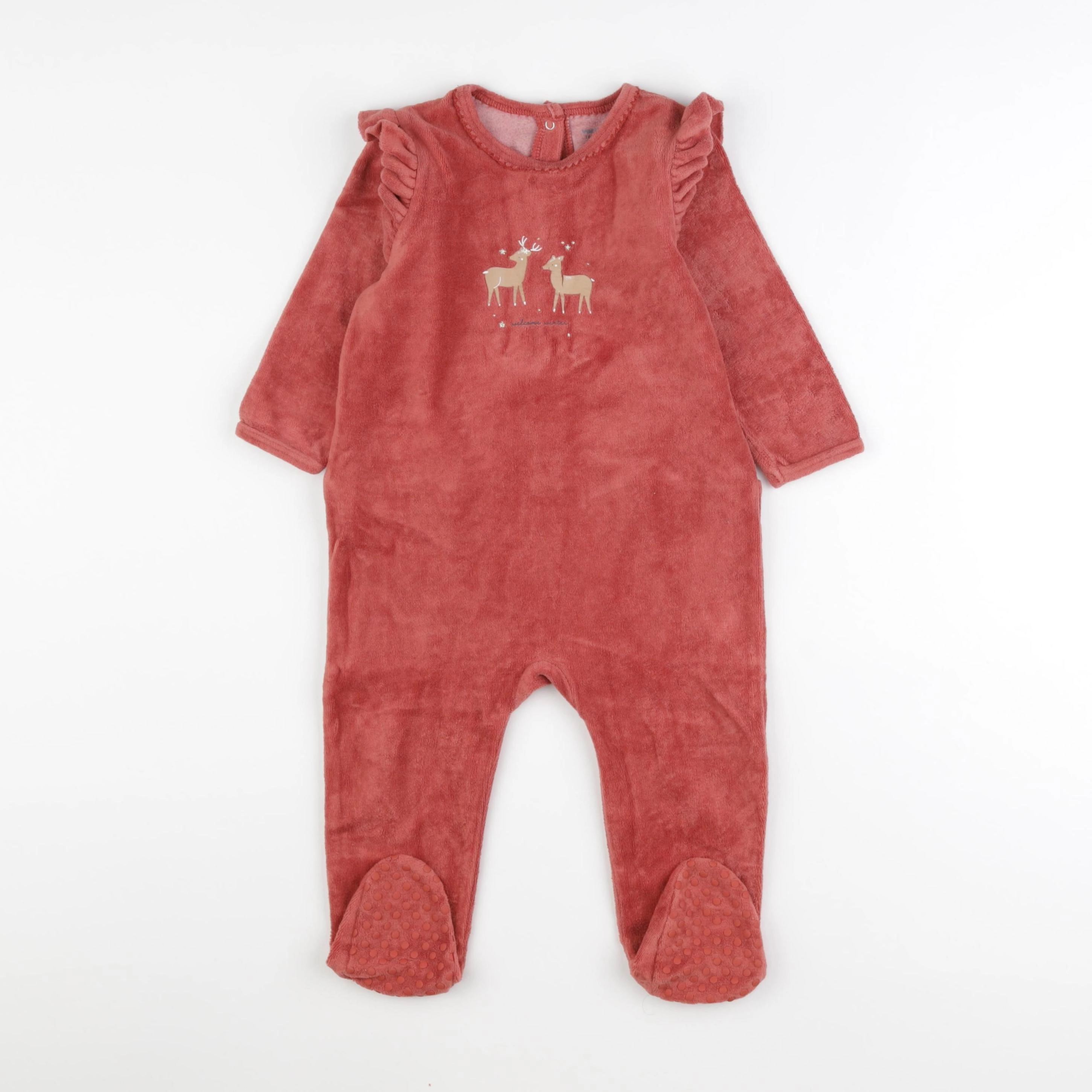 Vertbaudet - pyjama velours rouge - 18 mois
