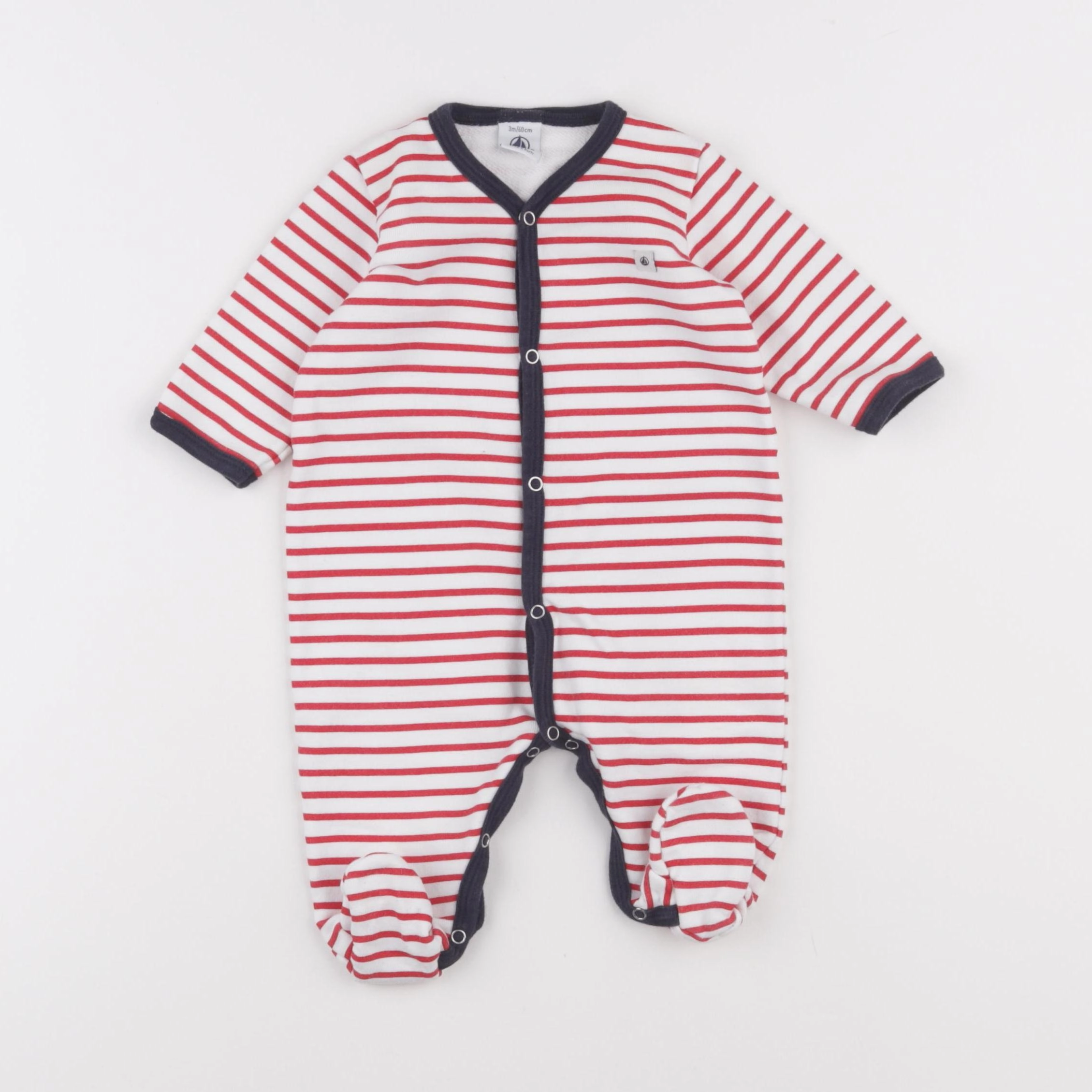 Petit Bateau - pyjama coton rouge - 3 mois