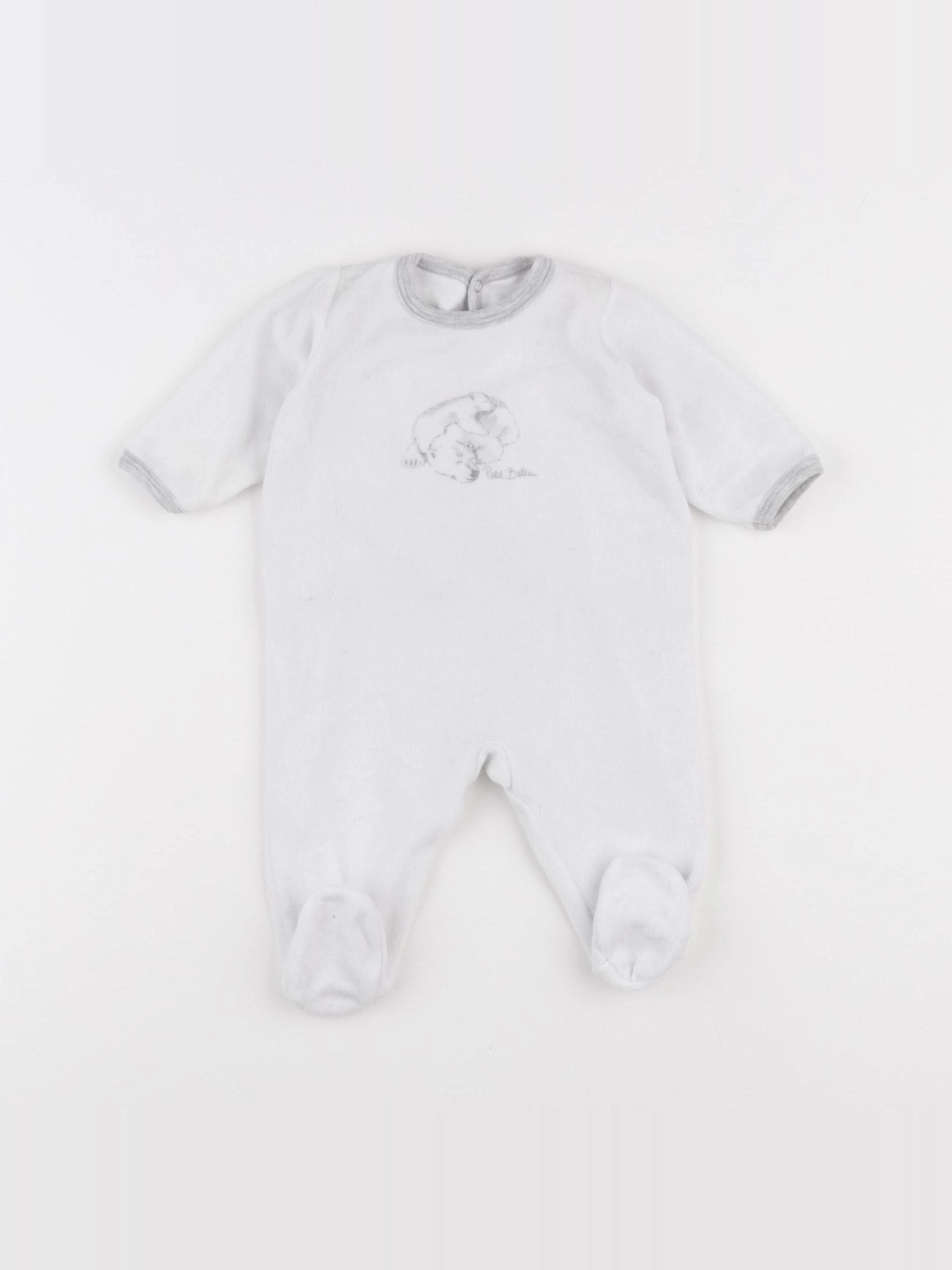 Petit Bateau - pyjama velours blanc - 3 mois