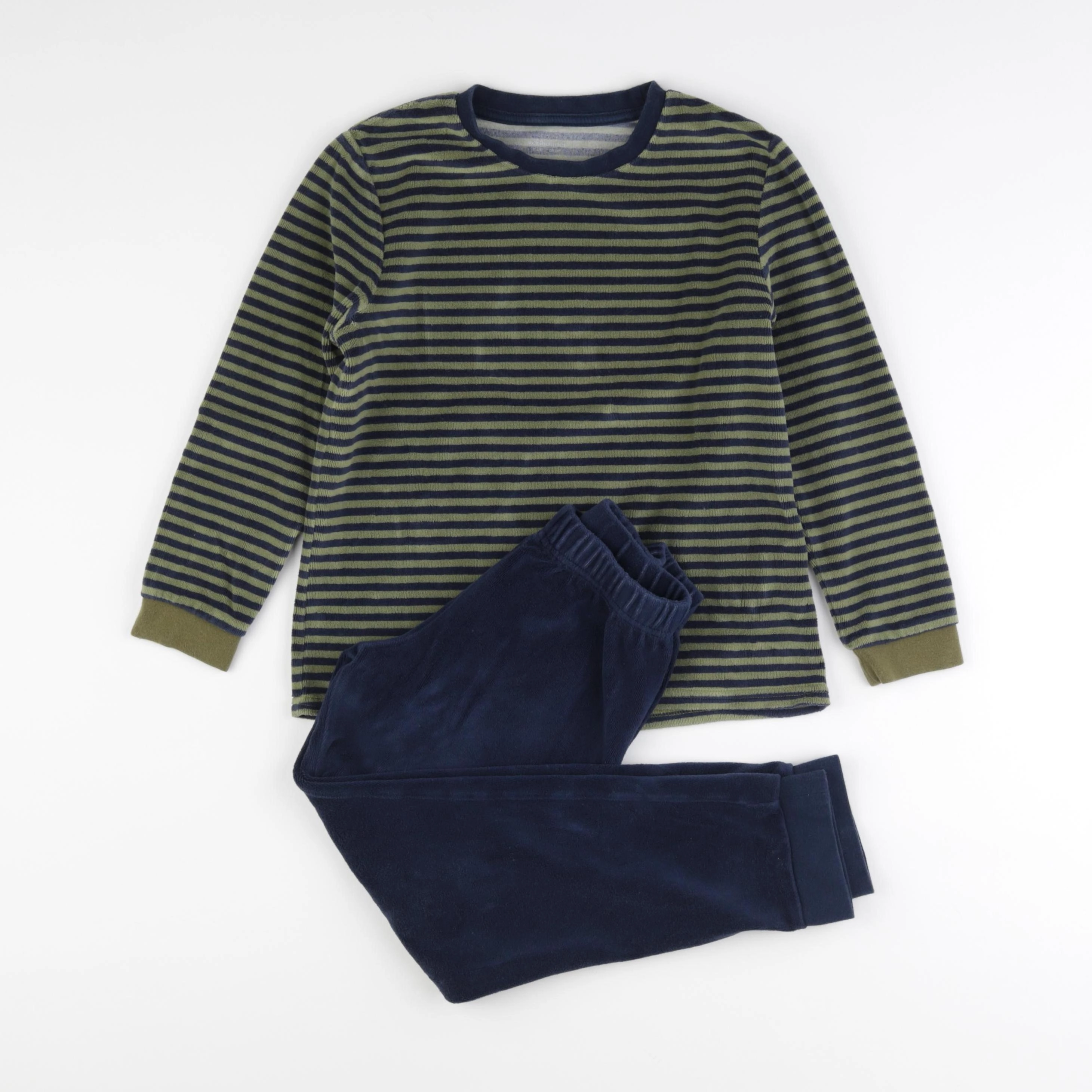 Vertbaudet - pyjama velours bleu, vert - 8 ans