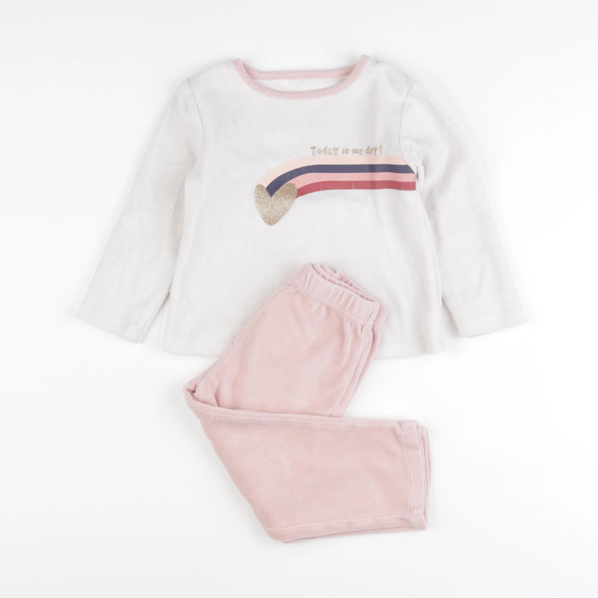 Vertbaudet - pyjama velours rose - 3 ans