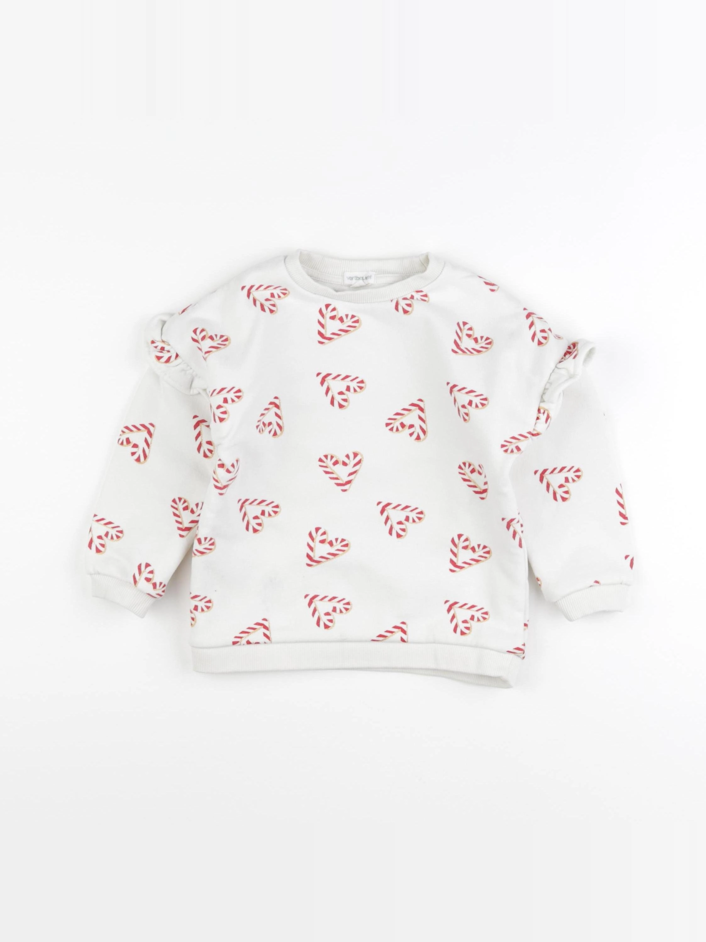 Vertbaudet - sweat blanc, rouge - 3 ans
