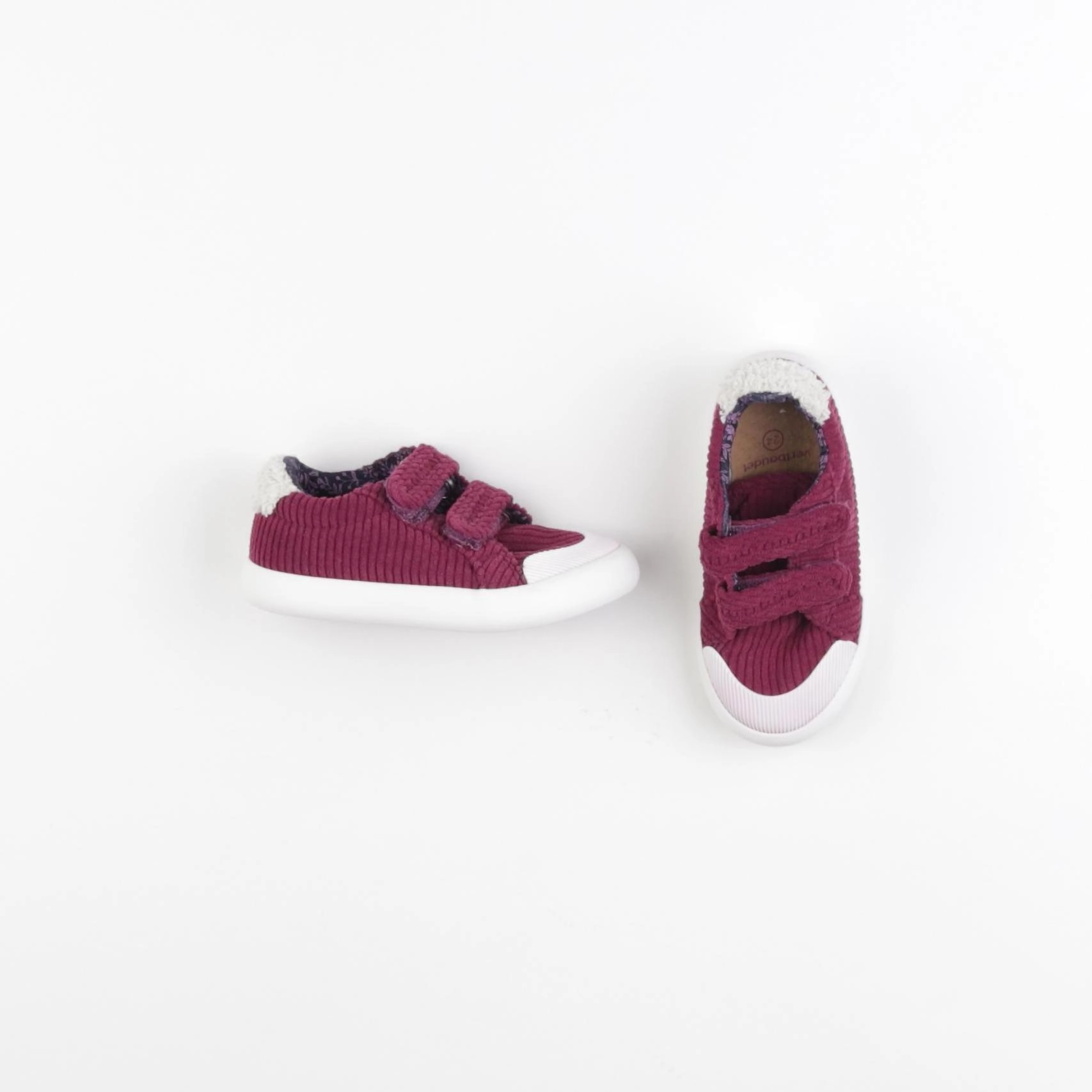 Vertbaudet - tennis à scratch/ lacets violet - pointure 24