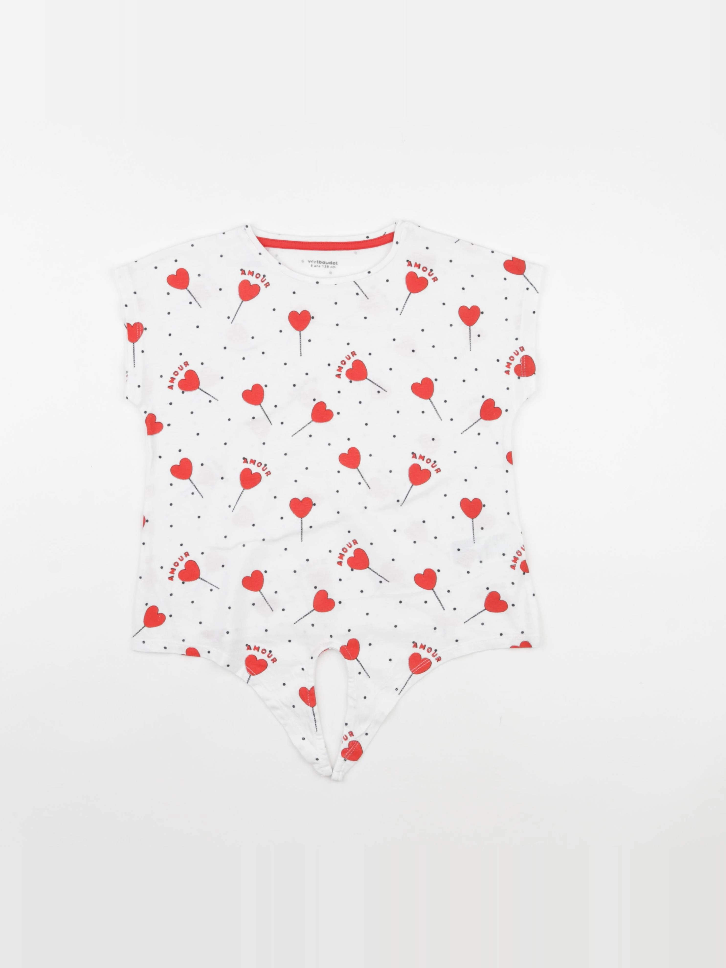 Vertbaudet - tee-shirt blanc, rouge - 8 ans