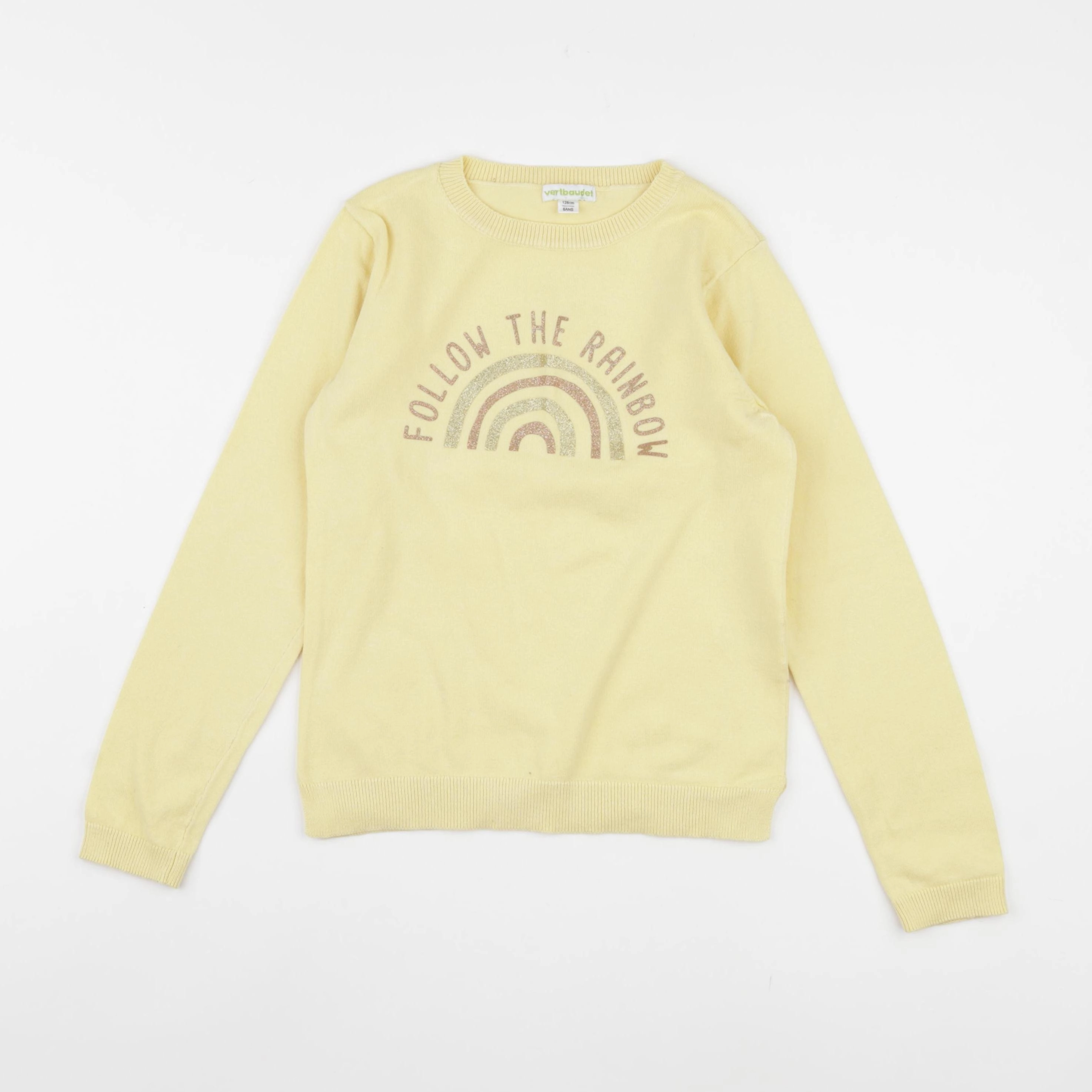 Vertbaudet - sweat jaune - 8 ans