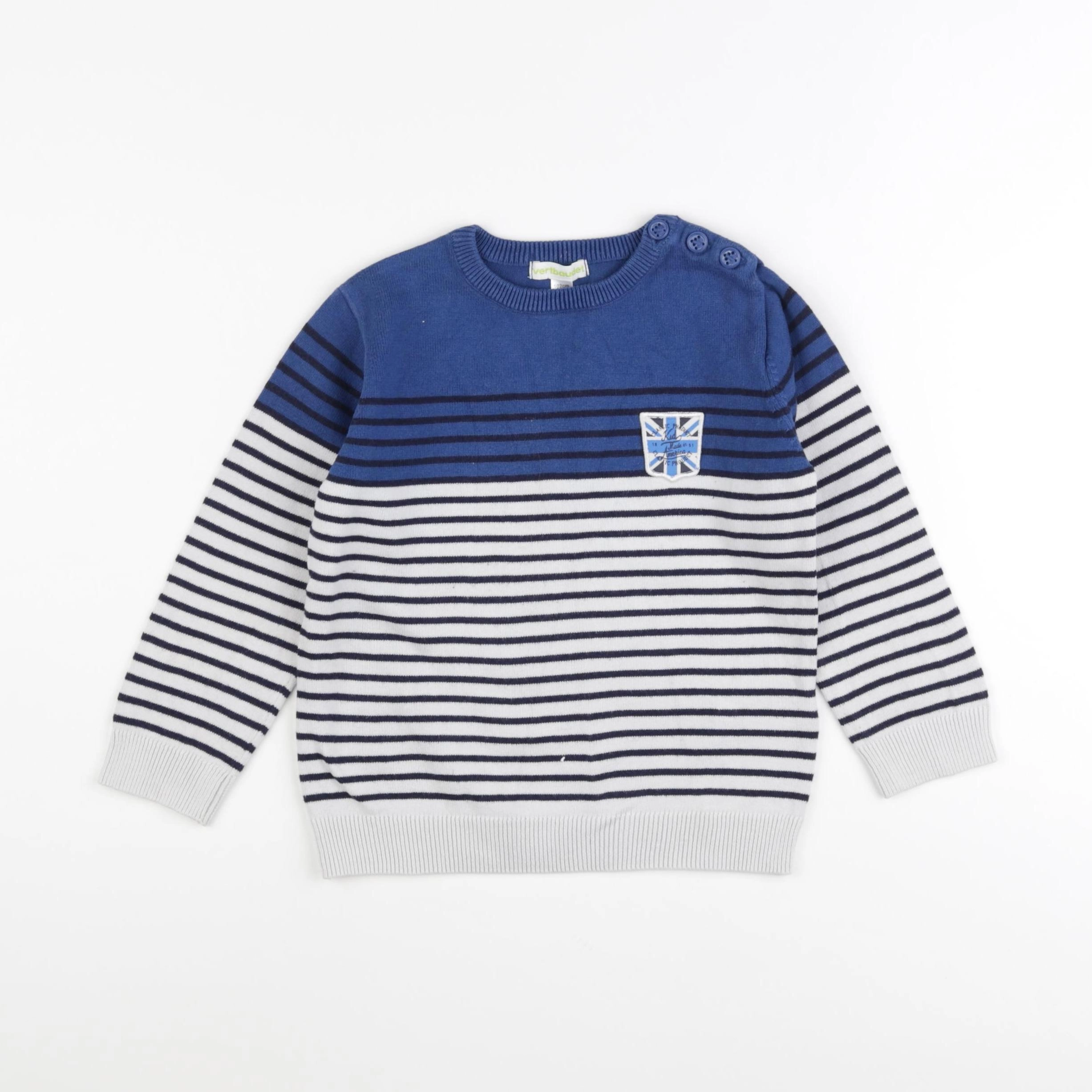 Vertbaudet - pull blanc, bleu - 4 ans